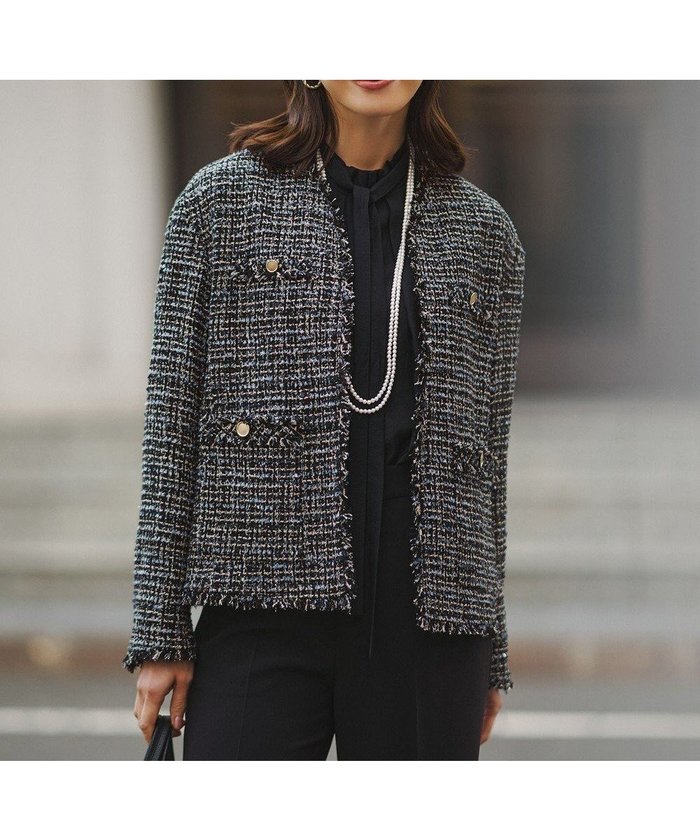 【23区/NIJYUSANKU】の【先行予約】GIOLICAツイード ジャケット インテリア・キッズ・メンズ・レディースファッション・服の通販 founy(ファニー) https://founy.com/ ファッション Fashion レディースファッション Fashion for Women アウター Coat / Outerwear Collection レディースジャケット・軽アウター Jackets イタリア Italy インナー Innerwear クラシック Classic, Timeless Style コンパクト Compact, Small Size ジャケット Jacket, Outerwear ツイード／ツィード Choker, Choker Necklace ツイード Twill, Twill Weave デニム Denim, Jeans Material なめらか Smooth, Silky Texture ハイネック High Neck, Mock Neck フォルム Silhouette, Form フランス France, French フリンジ Fringe, Tassel ボトム Bottoms, Lower Wear ミックス Mix, Mixed Style モノトーン Monotone, Black and White リュクス Luxury, Elegant, High-End, Chic おすすめ Recommended / Our Picks エレガント 上品 Elegant セレモニー Ceremony 2026年 2026 |ID: prp329100004832063 ipo3291000000035213311