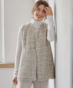 【23区/NIJYUSANKU】 【先行予約】GIOLICAツイード フォルム ジレ人気、トレンドファッション・服の通販 founy(ファニー) ファッション Fashion レディースファッション Fashion for Women アウター Coat / Outerwear Collection レディースジャケット・軽アウター Jackets イタリア Italy インナー Innerwear 春 Spring クラシック Classic, Timeless Style ジャケット Jacket, Outerwear ツイード／ツィード Choker, Choker Necklace ツイード Twill, Twill Weave デニム Denim, Jeans Material フォルム Silhouette, Form フランス France, French ボトム Bottoms, Lower Wear ミックス Mix, Mixed Style モノトーン Monotone, Black and White S/S・春夏 SS, Spring/Summer, Warm Season おすすめ Recommended / Our Picks 夏 Summer エレガント 上品 Elegant セレモニー Ceremony 2026年 2026 |ID:prp329100004832064