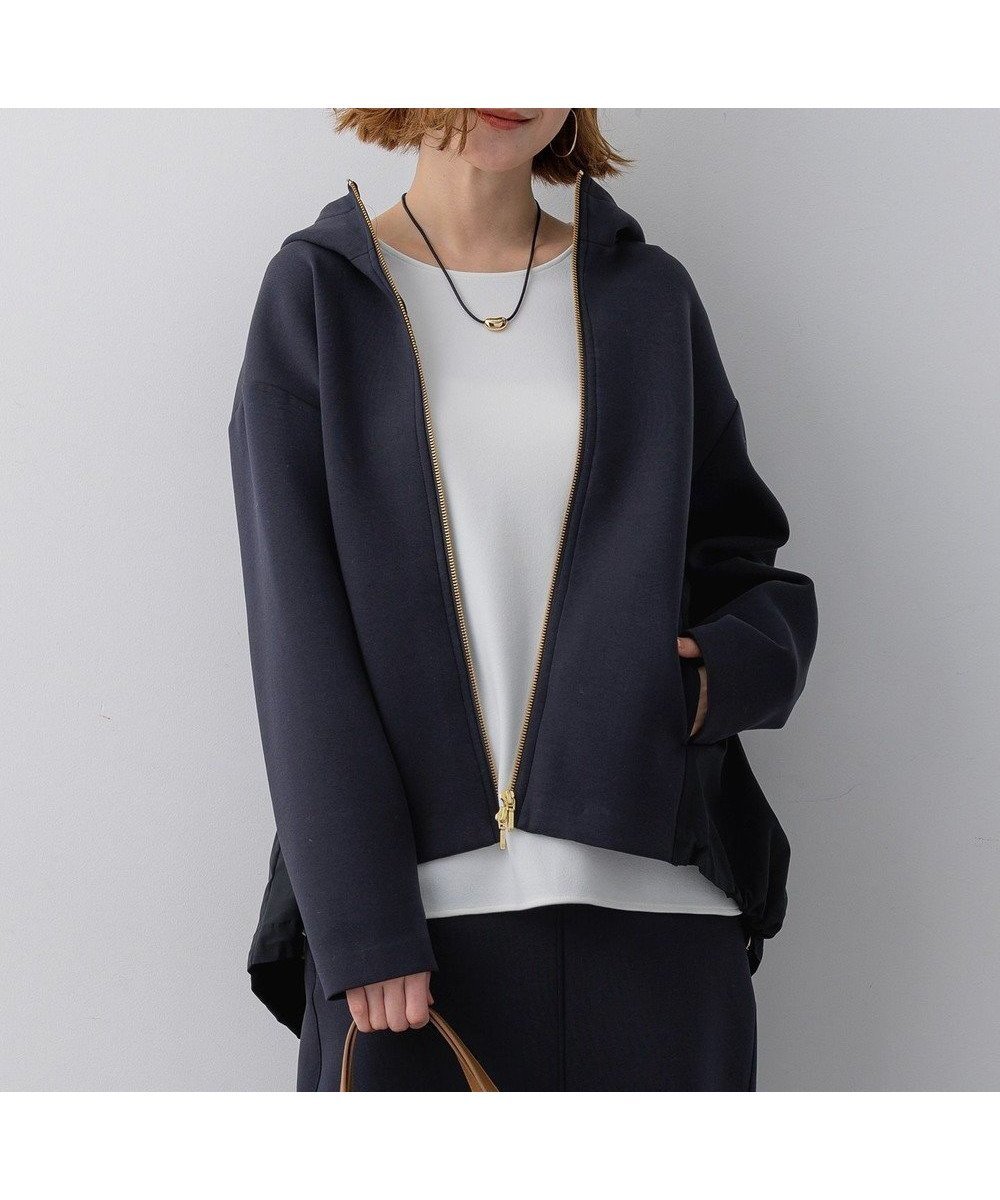 【23区/NIJYUSANKU】の【先行予約】コットンダンボール フーディー アウター インテリア・キッズ・メンズ・レディースファッション・服の通販 founy(ファニー) 　ファッション　Fashion　レディースファッション　Fashion for Women　アウター　Coat / Outerwear Collection　レディースジャケット・軽アウター　Jackets　エアリー　Airy Texture　春　Spring　コンビ　Combo, Combination Style　ジャケット　Jacket, Outerwear　スタンド　Stand Collar, Upright Stand　タフタ　Taffeta, Structured Fabric　ツイル　Twist, Twisted Detail　バルーン　Balloon, Balloon Silhouette　ヨーク　Yoke, Yoke Design　S/S・春夏　SS, Spring/Summer, Warm Season　夏　Summer　エレガント 上品　Elegant　2026年　2026　ネイビー系|ID: prp329100004832066 ipo3291000000035184173