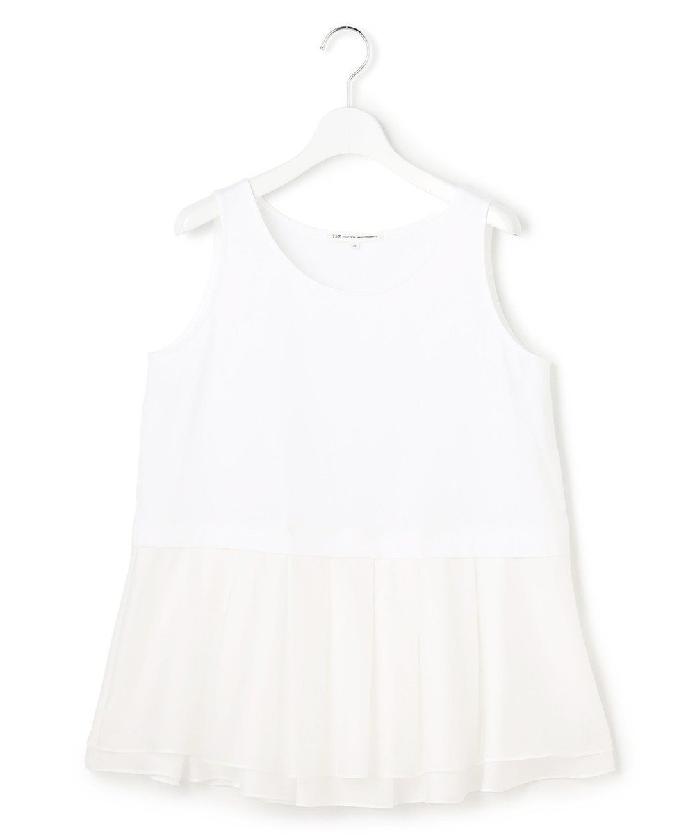 【23区/NIJYUSANKU】の【先行予約】ナチュラルコットンベア シアーペプラム タンクトップ 人気、トレンドファッション・服の通販 founy(ファニー) 　ファッション　Fashion　レディースファッション　Fashion for Women　トップス・カットソー　Cut & Sew Tops　春　Spring　カットソー　Cut and Sewn Top　カーディガン　Cardigan, Knitwear　シアー　Sheer, See-Through　ストレッチ　Stretch, Stretchy Fabric　タンク　Tank Top, Sleeveless Top　ドッキング　Docking, Mixed Material　ノースリーブ　Sleeveless, No-Sleeve　ペプラム　Peplum, Flared Hem　レース　Lace, Lace Fabric　ロング　Long, Long-Length　S/S・春夏　SS, Spring/Summer, Warm Season　夏　Summer　エレガント 上品　Elegant　2026年　2026　 other-1|ID: prp329100004832070 ipo3291000000035184184