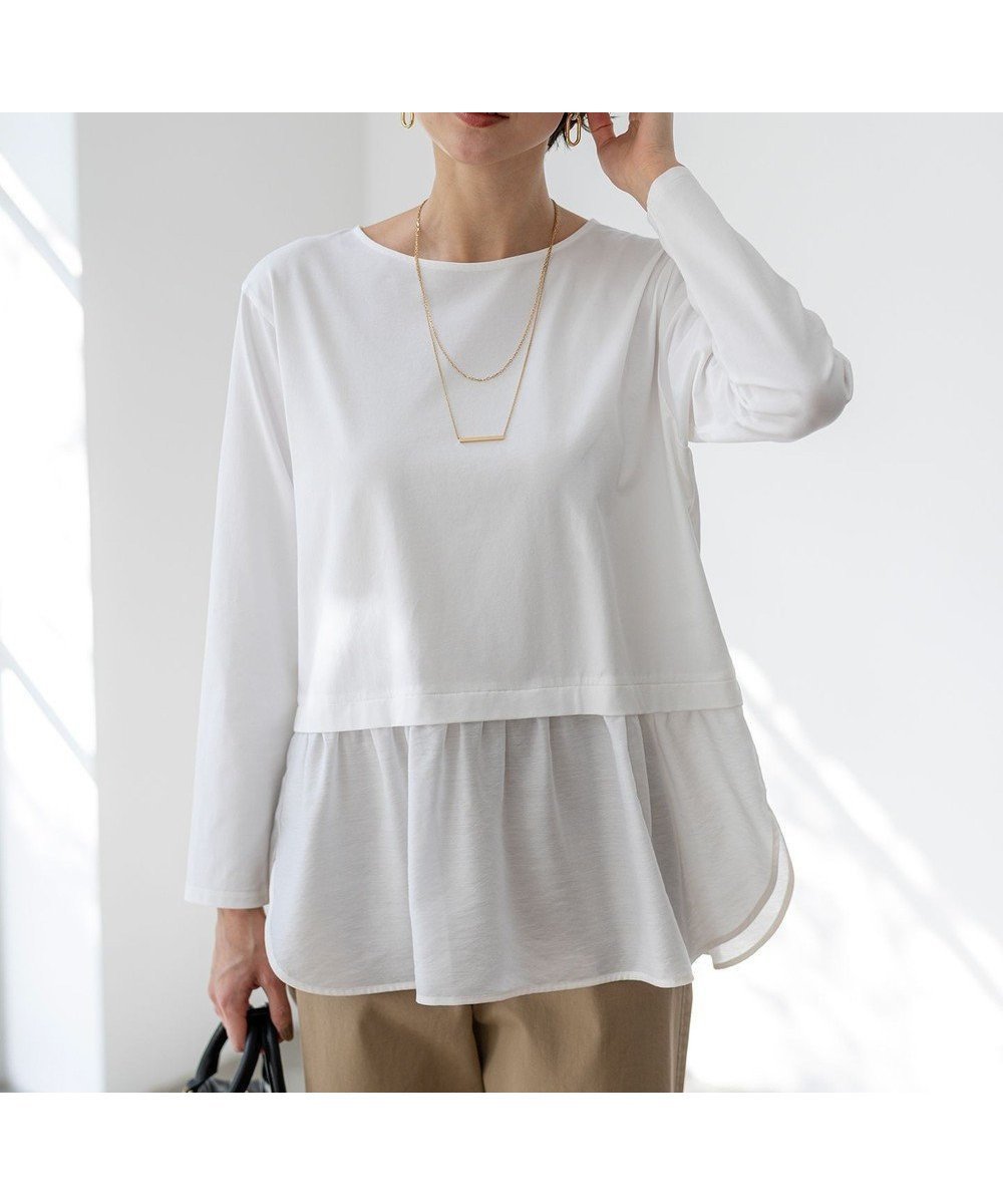 【23区/NIJYUSANKU】の【先行予約】ナチュラルコットンベア シアードッキング カットソー インテリア・キッズ・メンズ・レディースファッション・服の通販 founy(ファニー) 　ファッション　Fashion　レディースファッション　Fashion for Women　トップス・カットソー　Cut & Sew Tops　シャツ・ブラウス・オフィスカジュアル　Elegant Blouses & Button-Ups　ロングTシャツ・Tシャツ　Longline T-Shirts & Tees　カットソー・ベーシックTシャツ　Cut-and-Sewn Tops / Stretch Tees & Basics　インナー　Innerwear　春　Spring　カットソー　Cut and Sewn Top　シアー　Sheer, See-Through　シンプル　Simple, Minimal　ジャケット　Jacket, Outerwear　スウェット / スエット　Sweatshirt, Sweatwear　ストレッチ　Stretch, Stretchy Fabric　タンク　Tank Top, Sleeveless Top　トレンド　Trend, Trending Now　ノースリーブ　Sleeveless, No-Sleeve　レース　Lace, Lace Fabric　ロング　Long, Long-Length　S/S・春夏　SS, Spring/Summer, Warm Season　夏　Summer　エレガント 上品　Elegant　2026年　2026　ホワイト系|ID: prp329100004832071 ipo3291000000035184188