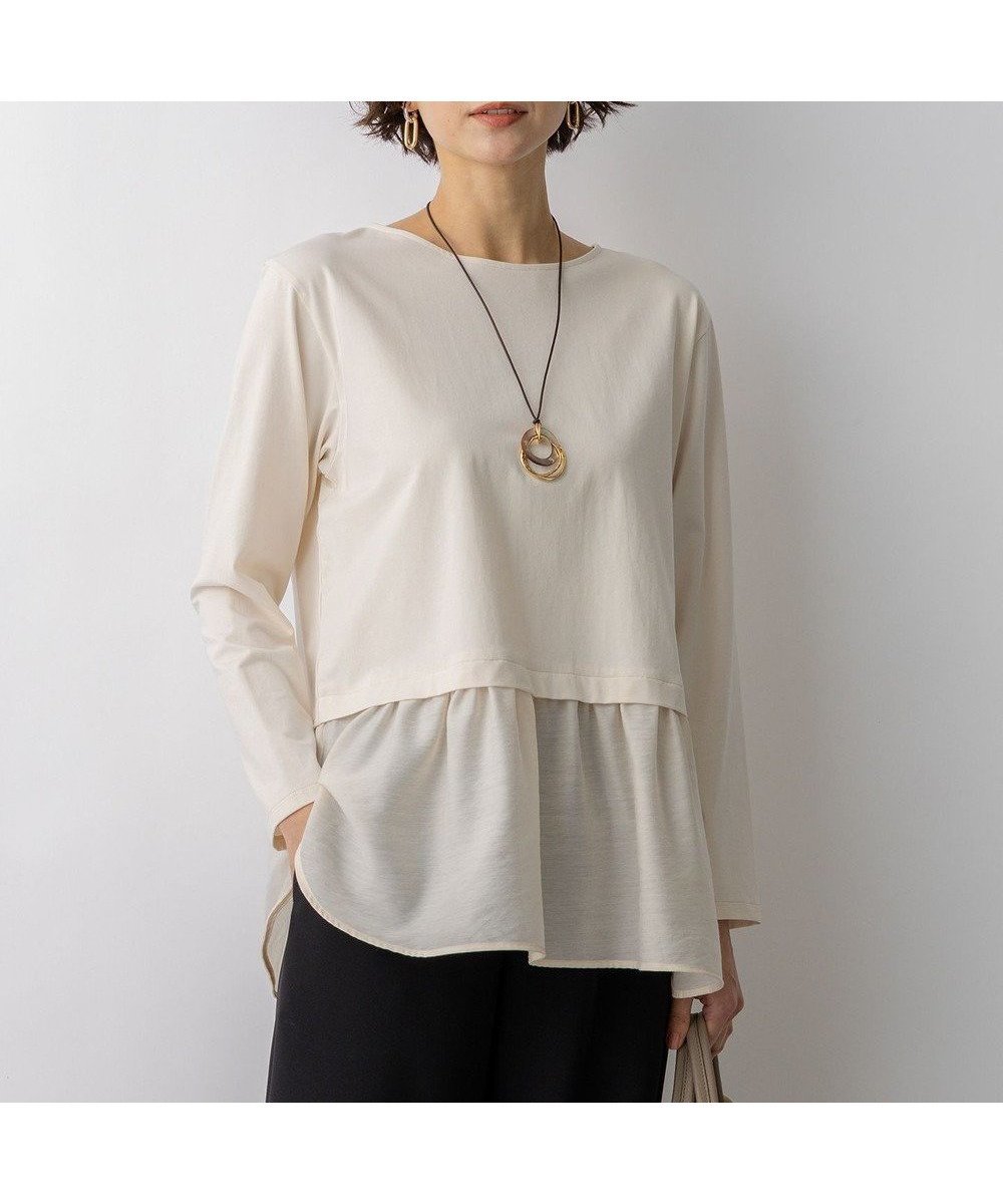 【23区/NIJYUSANKU】のナチュラルコットンベア シアードッキング カットソー インテリア・キッズ・メンズ・レディースファッション・服の通販 founy(ファニー) 　ファッション　Fashion　レディースファッション　Fashion for Women　トップス・カットソー　Cut & Sew Tops　シャツ・ブラウス・オフィスカジュアル　Elegant Blouses & Button-Ups　ロングTシャツ・Tシャツ　Longline T-Shirts & Tees　カットソー・ベーシックTシャツ　Cut-and-Sewn Tops / Stretch Tees & Basics　インナー　Innerwear　春　Spring　カットソー　Cut and Sewn Top　シアー　Sheer, See-Through　シンプル　Simple, Minimal　ジャケット　Jacket, Outerwear　スウェット / スエット　Sweatshirt, Sweatwear　ストレッチ　Stretch, Stretchy Fabric　タンク　Tank Top, Sleeveless Top　トレンド　Trend, Trending Now　ノースリーブ　Sleeveless, No-Sleeve　レース　Lace, Lace Fabric　ロング　Long, Long-Length　S/S・春夏　SS, Spring/Summer, Warm Season　夏　Summer　エレガント 上品　Elegant　2026年　2026　ベージュ系|ID: prp329100004832071 ipo3291000000035573896