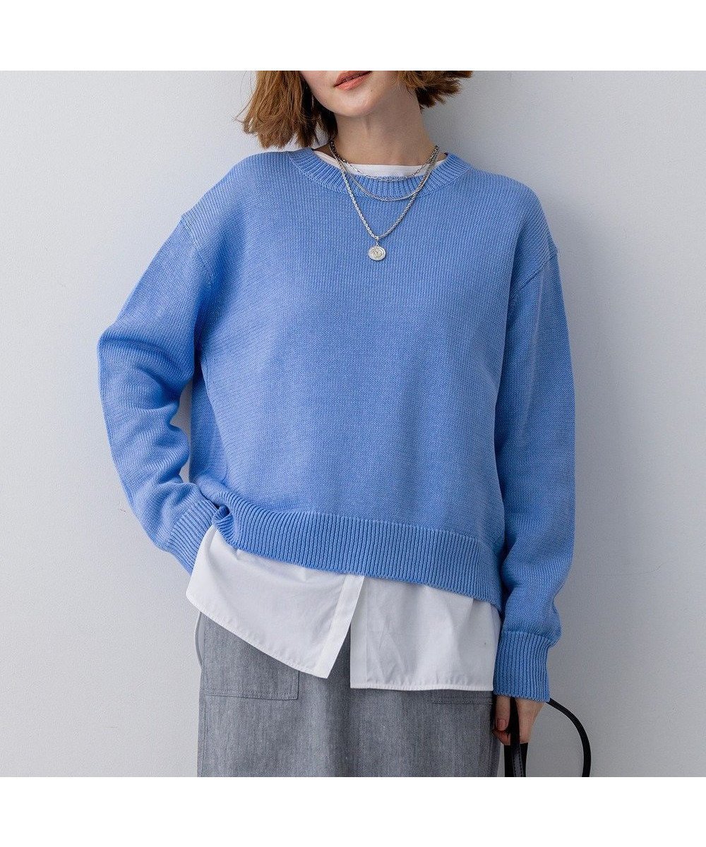 【23区/NIJYUSANKU】の【先行予約】コットンギマ クルーネック ニット インテリア・キッズ・メンズ・レディースファッション・服の通販 founy(ファニー) 　ファッション　Fashion　レディースファッション　Fashion for Women　トップス・カットソー　Cut & Sew Tops　ニット　Knit Tops & Sweaters　イエロー　Yellow　春　Spring　カットソー　Cut and Sewn Top　シンプル　Simple, Minimal　スキッパー　Skipper, Open Collar　セーター　Sweater, Knitwear　ベスト　Vest, Waistcoat　ボーダー　Border, Stripe　S/S・春夏　SS, Spring/Summer, Warm Season　夏　Summer　エレガント 上品　Elegant　2026年　2026　スカイブルー系|ID: prp329100004832072 ipo3291000000035184193