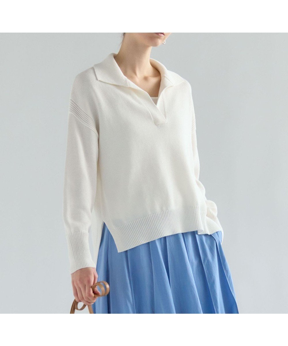 【23区/NIJYUSANKU】の【先行予約】コットンギマ スキッパー ニット 人気、トレンドファッション・服の通販 founy(ファニー) 　ファッション　Fashion　レディースファッション　Fashion for Women　トップス・カットソー　Cut & Sew Tops　ニット　Knit Tops & Sweaters　春　Spring　シンプル　Simple, Minimal　スキッパー　Skipper, Open Collar　スリット　Slit, Slit Detail　セーター　Sweater, Knitwear　定番　Standard, Basic Item　バランス　Balance, Style Balance　ベスト　Vest, Waistcoat　S/S・春夏　SS, Spring/Summer, Warm Season　夏　Summer　エレガント 上品　Elegant　2026年　2026　 other-1|ID: prp329100004832074 ipo3291000000035184202