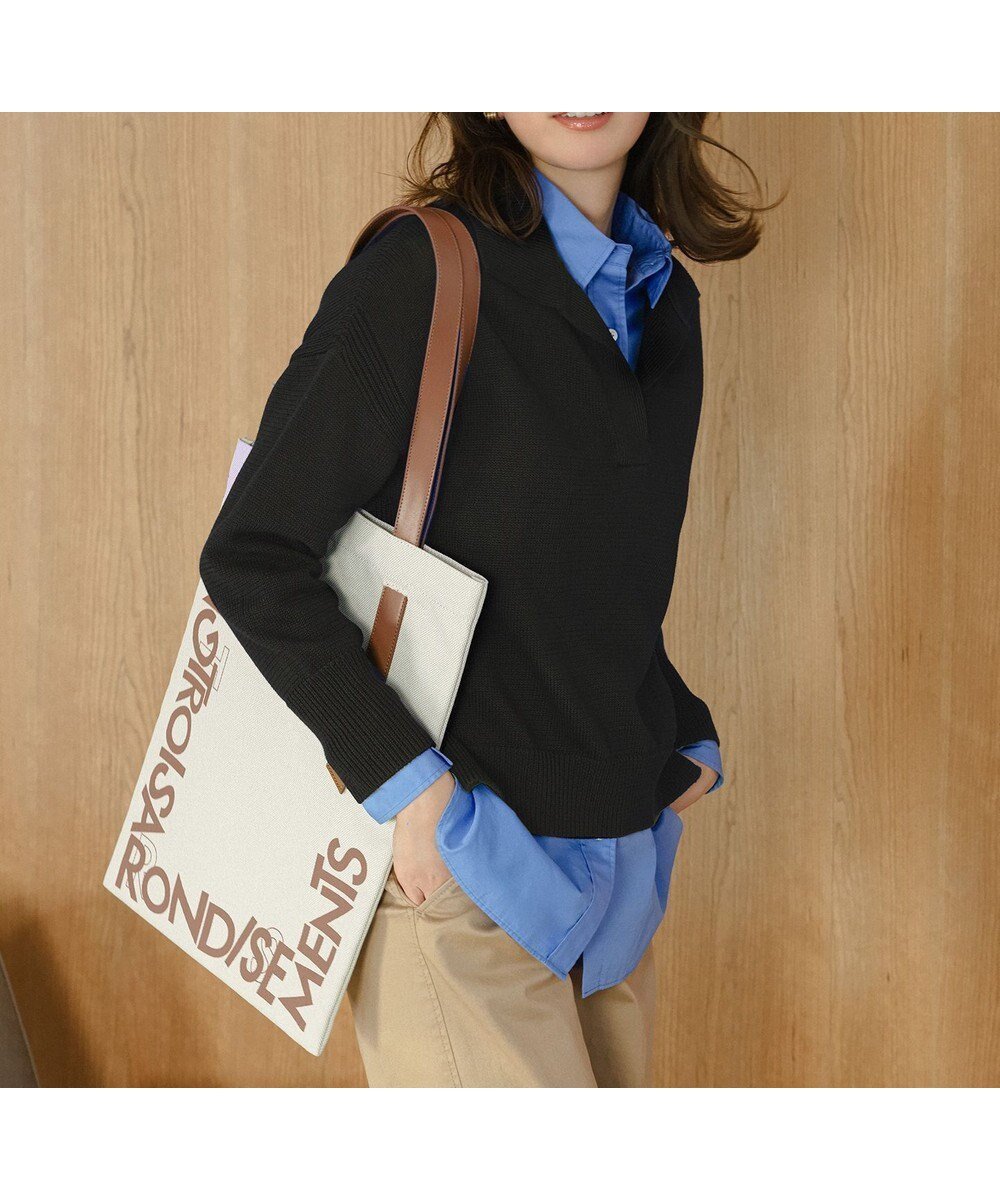 【23区/NIJYUSANKU】のコットンギマ スキッパー ニット インテリア・キッズ・メンズ・レディースファッション・服の通販 founy(ファニー) 　ファッション　Fashion　レディースファッション　Fashion for Women　トップス・カットソー　Cut & Sew Tops　ニット　Knit Tops & Sweaters　春　Spring　シンプル　Simple, Minimal　スキッパー　Skipper, Open Collar　スリット　Slit, Slit Detail　セーター　Sweater, Knitwear　定番　Standard, Basic Item　バランス　Balance, Style Balance　ベスト　Vest, Waistcoat　S/S・春夏　SS, Spring/Summer, Warm Season　夏　Summer　エレガント 上品　Elegant　2026年　2026　ネイビー系|ID: prp329100004832074 ipo3291000000035650575