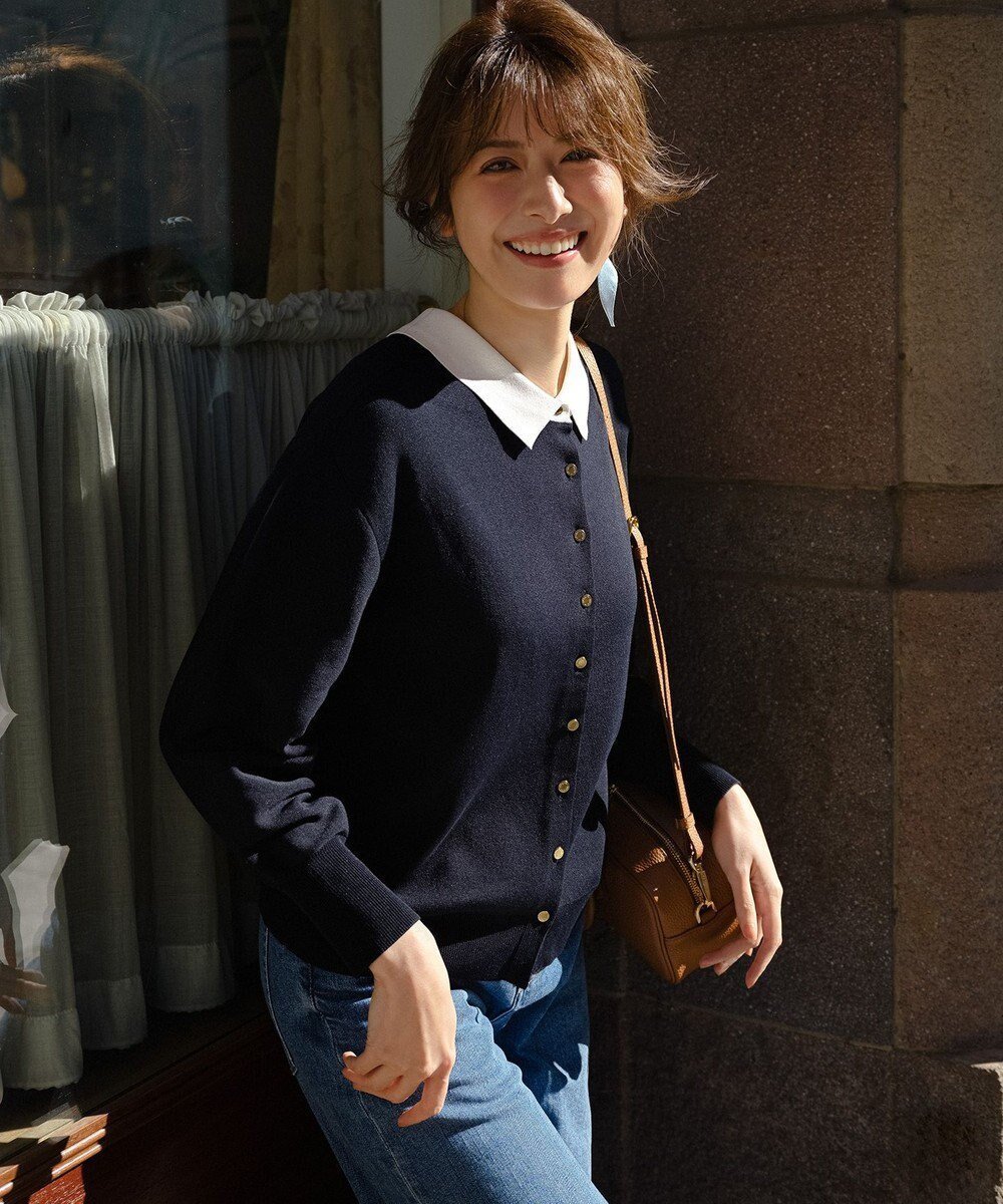 【23区/NIJYUSANKU】の【WEB 一部店舗限定】バイカラーデザイン 2WAY ニット インテリア・キッズ・メンズ・レディースファッション・服の通販 founy(ファニー) 　ファッション　Fashion　レディースファッション　Fashion for Women　トップス・カットソー　Cut & Sew Tops　ニット　Knit Tops & Sweaters　春　Spring　シンプル　Simple, Minimal　スリーブ　Sleeve, Long Sleeve / Short Sleeve　セーター　Sweater, Knitwear　ダウン　Down, Puffer　デニム　Denim, Jeans Material　S/S・春夏　SS, Spring/Summer, Warm Season　夏　Summer　エレガント 上品　Elegant　2026年　2026　ネイビー系|ID: prp329100004832078 ipo3291000000035439247