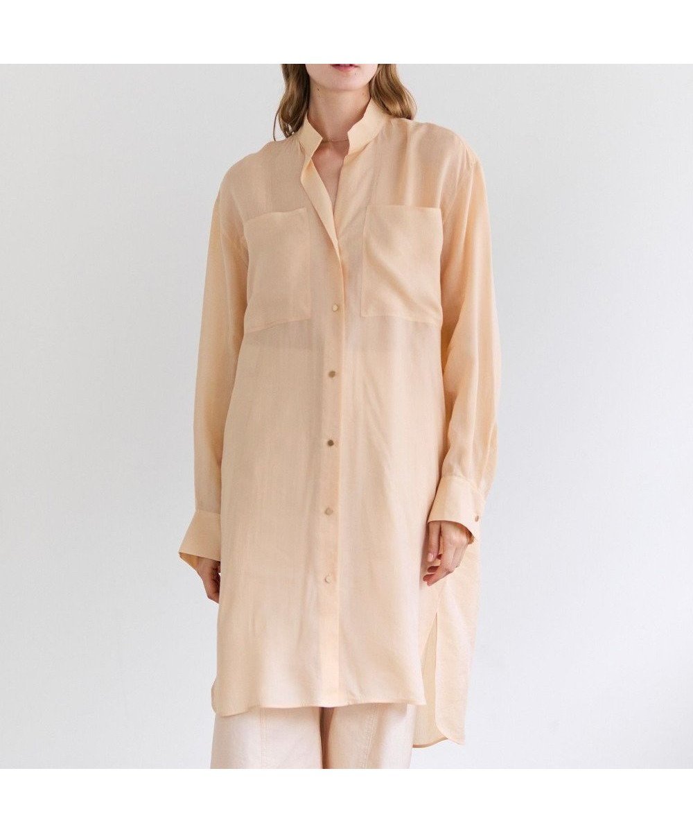 【ベイジ,/BEIGE,】のPAULINE / リネンヴィスコースオーバーサイズロングシャツ インテリア・キッズ・メンズ・レディースファッション・服の通販 founy(ファニー) 　ファッション　Fashion　レディースファッション　Fashion for Women　トップス・カットソー　Cut & Sew Tops　シャツ・ブラウス・オフィスカジュアル　Elegant Blouses & Button-Ups　春　Spring　シューズ　Shoes, Footwear　タンク　Tank Top, Sleeveless Top　デニム　Denim, Jeans Material　定番　Standard, Basic Item　フラット　Flat, Flat Shoes　ポケット　Pocket, Pocket Detail　羽織　Haori, Light Jacket　ヨーク　Yoke, Yoke Design　リラックス　Relax, Relaxed Fit　ロング　Long, Long-Length　ワイド　Wide, Wide Fit　S/S・春夏　SS, Spring/Summer, Warm Season　夏　Summer　エレガント 上品　Elegant　Peach|ID: prp329100004832088 ipo3291000000035184265