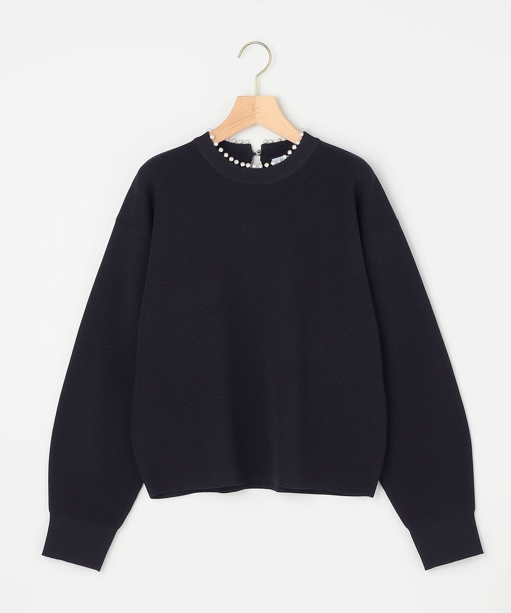 【組曲/KUMIKYOKU】の【先行予約・WEB限定】パール釦畦ニット プルオーバー インテリア・キッズ・メンズ・レディースファッション・服の通販 founy(ファニー) 　ファッション　Fashion　レディースファッション　Fashion for Women　トップス・カットソー　Cut & Sew Tops　ニット　Knit Tops & Sweaters　カジュアルプルオーバー・ニットトップス　Pullovers & Knit Tops / Casual Pullovers　アクセサリー　Fashion Accessories　春　Spring　畦　Ribbed Knit　コンパクト　Compact, Small Size　シンプル　Simple, Minimal　セーター　Sweater, Knitwear　デニム　Denim, Jeans Material　バランス　Balance, Style Balance　パール　Pearl, Pearl Accent　フェミニン　Feminine, Girly　フォルム　Silhouette, Form　ボトム　Bottoms, Lower Wear　ロング　Long, Long-Length　S/S・春夏　SS, Spring/Summer, Warm Season　おすすめ　Recommended / Our Picks　夏　Summer　エレガント 上品　Elegant　ネイビー系|ID: prp329100004832089 ipo3291000000035184270