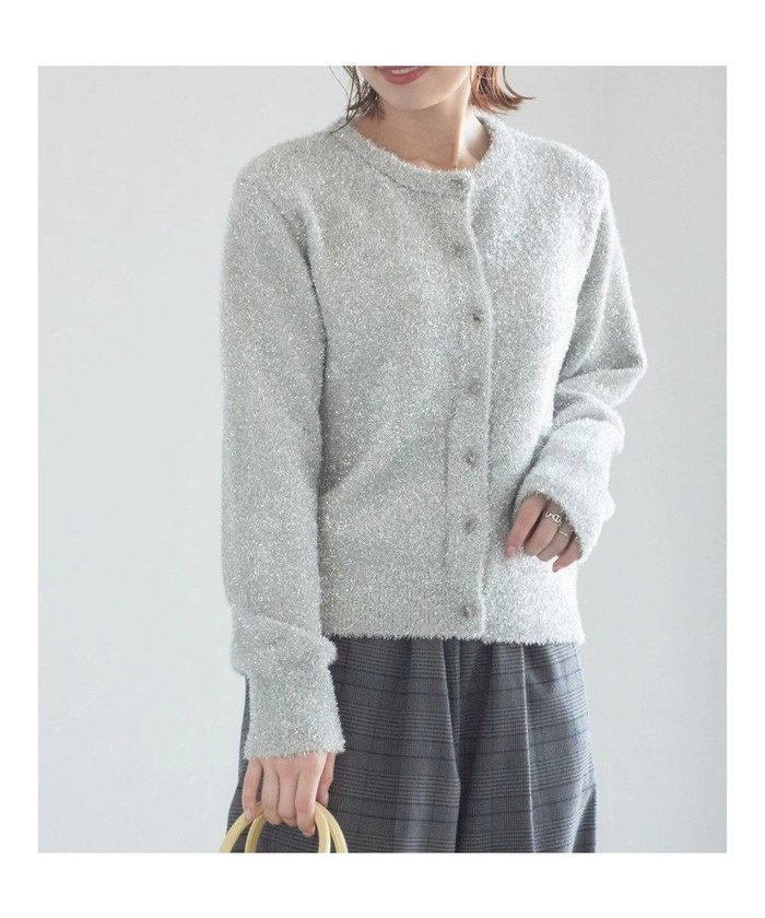 【テチチ/Te chichi】のラメシャギークルーネックカーディガン インテリア・キッズ・メンズ・レディースファッション・服の通販 founy(ファニー) https://founy.com/ ファッション Fashion レディースファッション Fashion for Women トップス・カットソー Cut & Sew Tops ニット Knit Tops & Sweaters カーディガン・羽織り Layered Style Cardigans コンパクト Compact, Small Size シンプル Simple, Minimal セーター Sweater, Knitwear エレガント 上品 Elegant 夏 Summer S/S・春夏 SS, Spring/Summer, Warm Season A/W・秋冬 Autumn/Winter |ID: prp329100004832102 ipo3291000000035184333