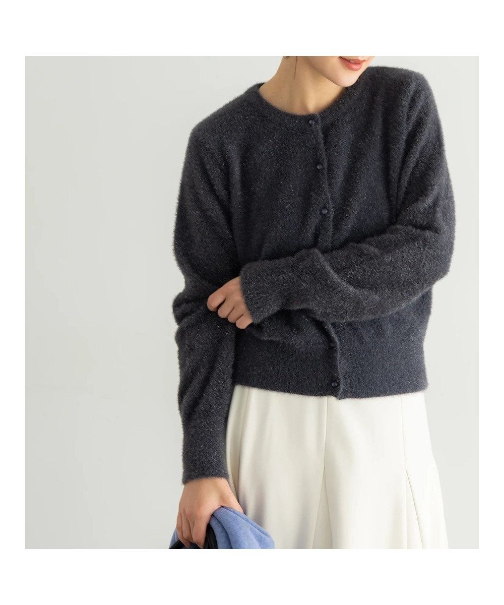 【テチチ/Te chichi】のラメシャギークルーネックカーディガン インテリア・キッズ・メンズ・レディースファッション・服の通販 founy(ファニー) 　ファッション　Fashion　レディースファッション　Fashion for Women　トップス・カットソー　Cut & Sew Tops　ニット　Knit Tops & Sweaters　カーディガン・羽織り　Layered Style Cardigans　コンパクト　Compact, Small Size　シンプル　Simple, Minimal　セーター　Sweater, Knitwear　エレガント 上品　Elegant　夏　Summer　S/S・春夏　SS, Spring/Summer, Warm Season　A/W・秋冬　Autumn/Winter　チャコールグレー|ID: prp329100004832102 ipo3291000000035184338