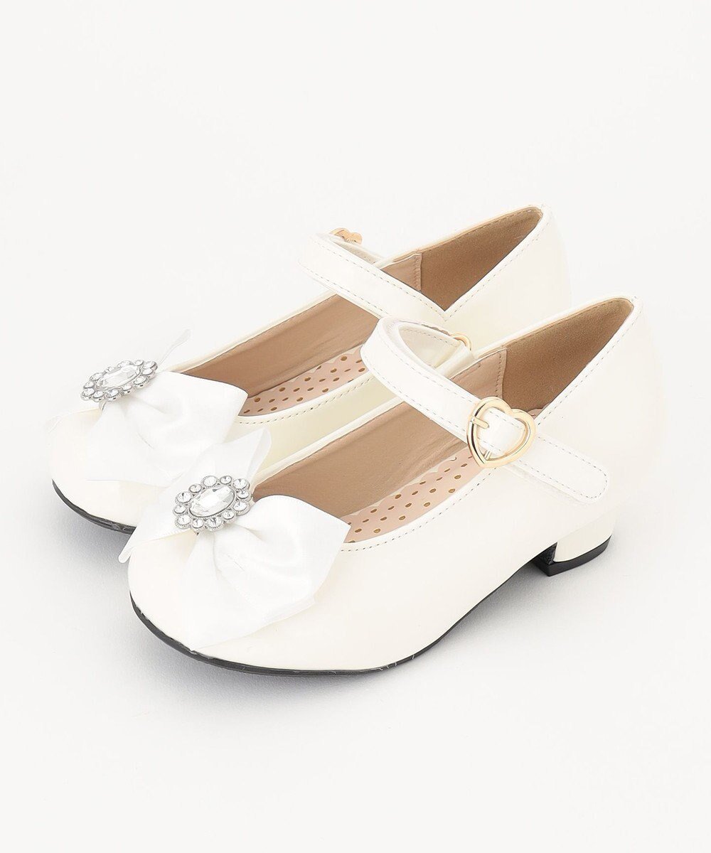 【エニィ/ANY / KIDS】のエナメルヒールパンプス インテリア・キッズ・メンズ・レディースファッション・服の通販 founy(ファニー) 　ファッション　Fashion　キッズファッション　Fashion for Kids　サテン　Satin, Glossy Fabric　リボン　Ribbon, Bow　エレガント 上品　Elegant　結婚式　Wedding　オフホワイト|ID: prp329100004832789 ipo3291000000035191958