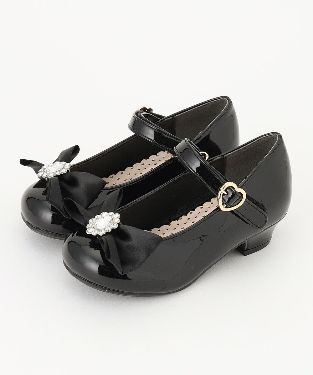 【エニィ/ANY / KIDS】のエナメルヒールパンプス インテリア・キッズ・メンズ・レディースファッション・服の通販 founy(ファニー) 　ファッション　Fashion　キッズファッション　Fashion for Kids　サテン　Satin, Glossy Fabric　リボン　Ribbon, Bow　エレガント 上品　Elegant　結婚式　Wedding　ブラック|ID: prp329100004832789 ipo3291000000035191959