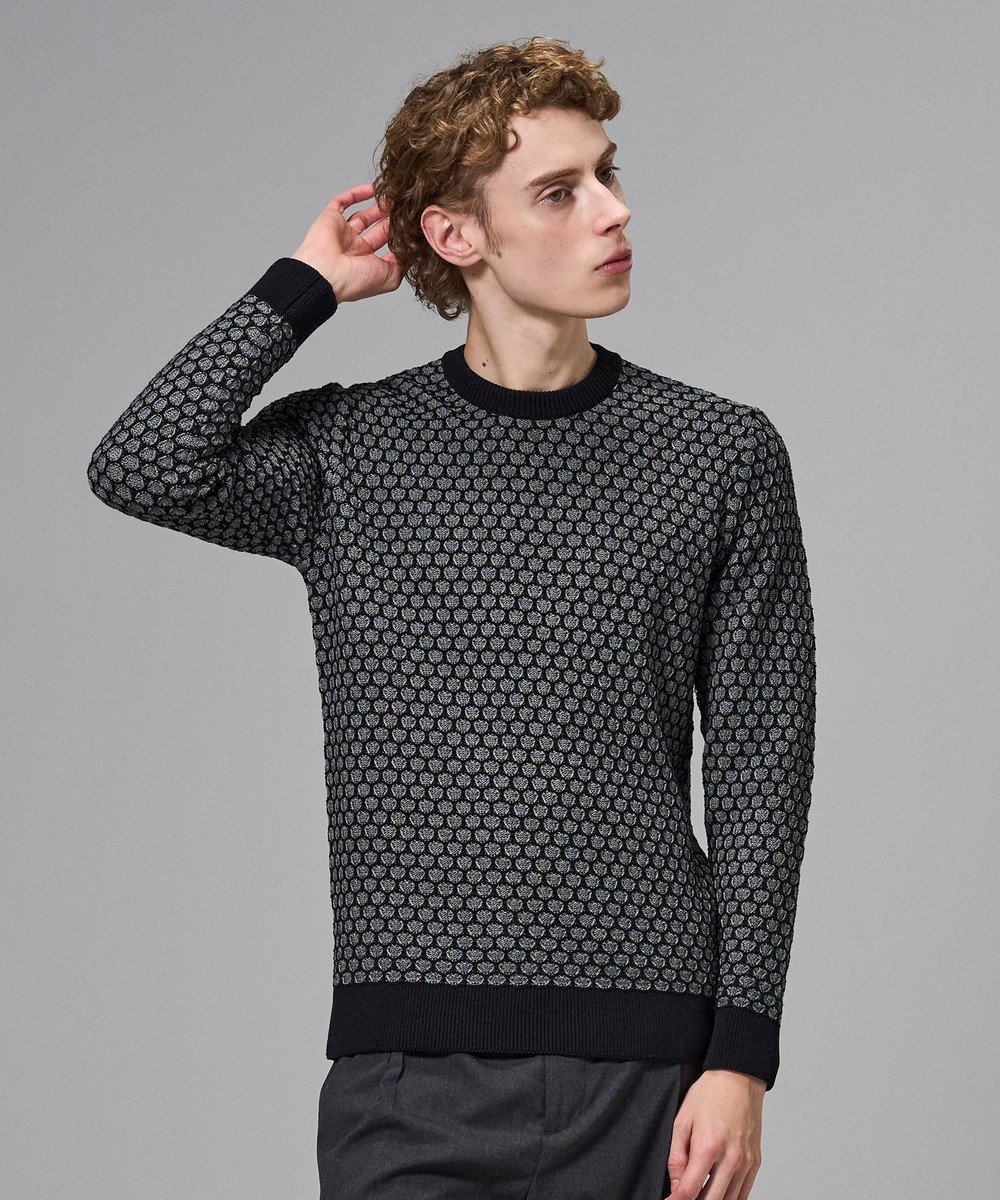 【ジョゼフ オム/JOSEPH HOMME / MEN】のチャンディーガルジャガード クルーネックニット インテリア・キッズ・メンズ・レディースファッション・服の通販 founy(ファニー) 　ファッション　Fashion　メンズファッション　Fashion for Men　トップス・カットソー　Cut & Sew Tops　ニット・セーター / 定番トップス　Knit Tops & Sweaters　アクリル　Acrylic Material　春　Spring　セーター　Sweater, Knitwear　フィット　Fit, Slim Fit　レギュラー　Regular, Standard Fit　S/S・春夏　SS, Spring/Summer, Warm Season　夏　Summer　グレー系|ID: prp329100004832798 ipo3291000000035192004