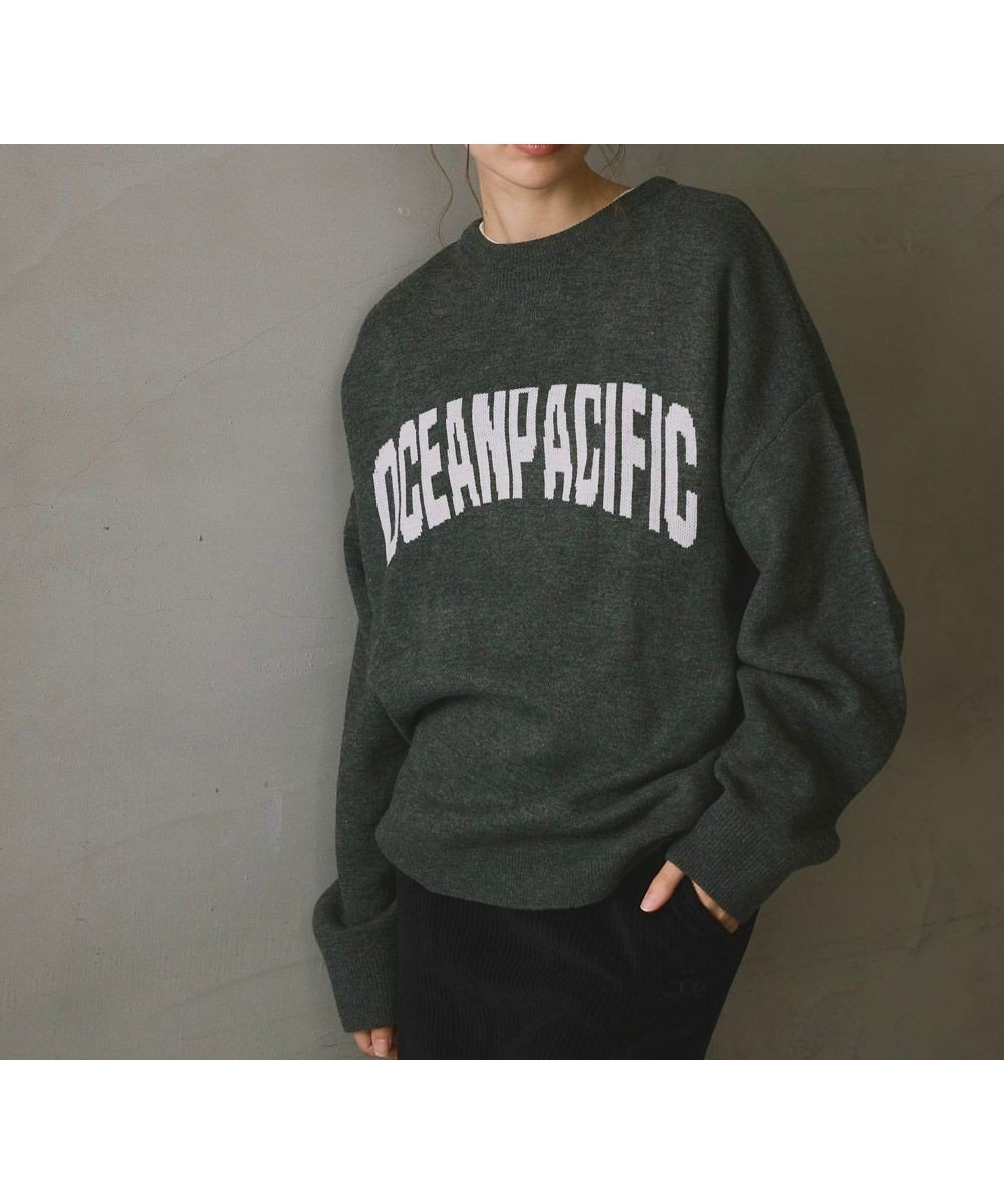 【その他のブランド/Other】の【ocean pacific】ロゴ入りクルーニット 人気、トレンドファッション・服の通販 founy(ファニー) 　ファッション　Fashion　レディースファッション　Fashion for Women　トップス・カットソー　Cut & Sew Tops　ニット　Knit Tops & Sweaters　アクリル　Acrylic Material　カリフォルニア　California, Cali Style　シンプル　Simple, Minimal　スラックス　Slacks, Dress Pants　セーター　Sweater, Knitwear　デニム　Denim, Jeans Material　ビーチ　Beach, Seaside　フロント　Front, Front Design　ワイド　Wide, Wide Fit　A/W・秋冬　Autumn/Winter　 other-1|ID: prp329100004832835 ipo3291000000035548998