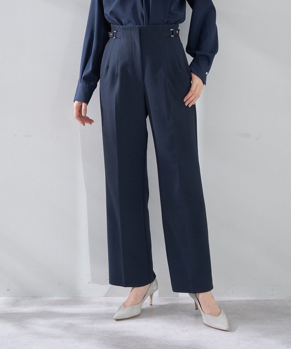 【イェッカ ヴェッカ/YECCA VECCA】のサイドベルテッドハイウエストパンツ インテリア・キッズ・メンズ・レディースファッション・服の通販 founy(ファニー) ファッション Fashion レディースファッション Fashion for Women パンツ Pants & Trousers ストレッチ Stretch, Stretchy Fabric センター Center, Center Line ポケット Pocket, Pocket Detail 夏 Summer 春 Spring S/S・春夏 SS, Spring/Summer, Warm Season Navy|ID: prp329100004832859 ipo3291000000035702392