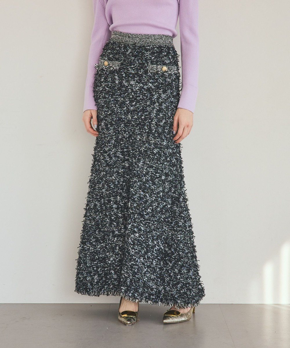 【グレース コンチネンタル/GRACE CONTINENTAL】のツイーディーニットスカート インテリア・キッズ・メンズ・レディースファッション・服の通販 founy(ファニー) 　ファッション　Fashion　レディースファッション　Fashion for Women　スカート　Skirts　ジャケット　Jacket, Outerwear　セットアップ　Set-Up, Coordinated Outfit　メタル　Metal, Metal Parts　A/W・秋冬　Autumn/Winter　ブラック|ID: prp329100004832876 ipo3291000000035192298