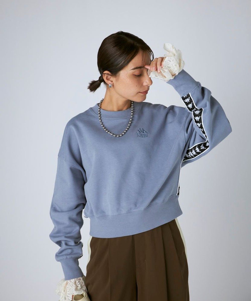 【その他のブランド/Other】の【Kappa】ショート丈 ドロップショルダー 裏毛スウェット インテリア・キッズ・メンズ・レディースファッション・服の通販 founy(ファニー) 　ファッション　Fashion　レディースファッション　Fashion for Women　トップス・カットソー　Cut & Sew Tops　レディースパーカー・カジュアルフーディー　Casual Hoodies & Sweatshirts　スウェット・クルーネックトップス　Sweatshirts & Crewnecks / Relaxed Fit Sweat Tops　イタリア　Italy　サッカー　Seersucker, Summer Fabric　ショルダー　Shoulder, Shoulder Strap　ショート　Short, Short Length　シンプル　Simple, Minimal　スウェット / スエット　Sweatshirt, Sweatwear　スタイリッシュ　Stylish, Fashionable　スポーツ　Sports, Activewear　ドロップ　Drop Shoulder, Dropped Style　リラックス　Relax, Relaxed Fit　人気　Popular, Best Seller　A/W・秋冬　Autumn/Winter　ライトブルー|ID: prp329100004832894 ipo3291000000035192372