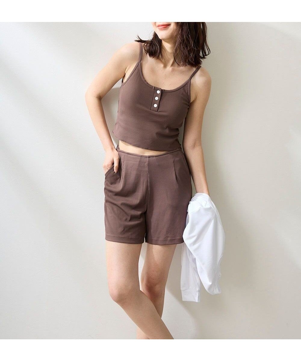 【その他のブランド/Other】の【ocean pacific】ラッシュガード付き水着4点セット キャミデザイン インテリア・キッズ・メンズ・レディースファッション・服の通販 founy(ファニー) 　ファッション　Fashion　レディースファッション　Fashion for Women　水着　Swimwear　レディース水着・ビーチウェア　Swimwear & Beachwear　アウトドア　Outdoor Clothing　春　Spring　ショーツ　Shorts, Short Pants　ショート　Short, Short Length　シンプル　Simple, Minimal　スマホ　Smartphone, Mobile Device　トレンド　Trend, Trending Now　ビーチ　Beach, Seaside　フィット　Fit, Slim Fit　フロント　Front, Front Design　ボトム　Bottoms, Lower Wear　ポケット　Pocket, Pocket Detail　水着　Swimsuit, Swimwear　リップ　Lip, Lip Motif　リボン　Ribbon, Bow　楽ちん　Easy Fit, Comfortable　S/S・春夏　SS, Spring/Summer, Warm Season　おすすめ　Recommended / Our Picks　夏　Summer　ブラウン|ID: prp329100004832914 ipo3291000000036158641