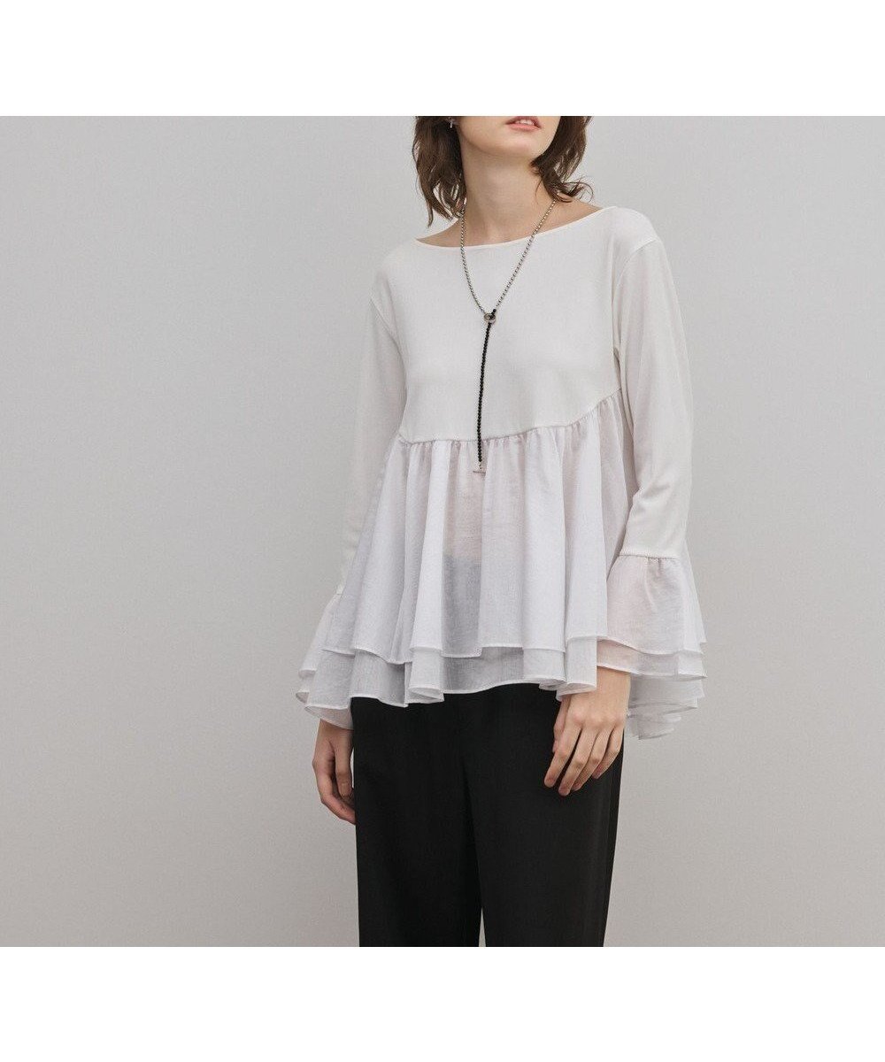【グレース コンチネンタル/GRACE CONTINENTAL】のフレアカットトップ インテリア・キッズ・メンズ・レディースファッション・服の通販 founy(ファニー) ファッション Fashion レディースファッション Fashion for Women トップス・カットソー Cut & Sew Tops シャツ・ブラウス・オフィスカジュアル Elegant Blouses & Button-Ups ロングTシャツ・Tシャツ Longline T-Shirts & Tees カットソー・ベーシックTシャツ Cut-and-Sewn Tops / Stretch Tees & Basics 春 Spring カットソー Cut and Sewn Top ギャザー Gathered, Ruffled シアー Sheer, See-Through シンプル Simple, Minimal ティアード Tiered, Tiered Style トレンド Trend, Trending Now ドッキング Docking, Mixed Material フリル Frill, Ruffle ペプラム Peplum, Flared Hem S/S・春夏 SS, Spring/Summer, Warm Season おすすめ Recommended / Our Picks 夏 Summer ホワイト|ID: prp329100004832930 ipo3291000000035192559