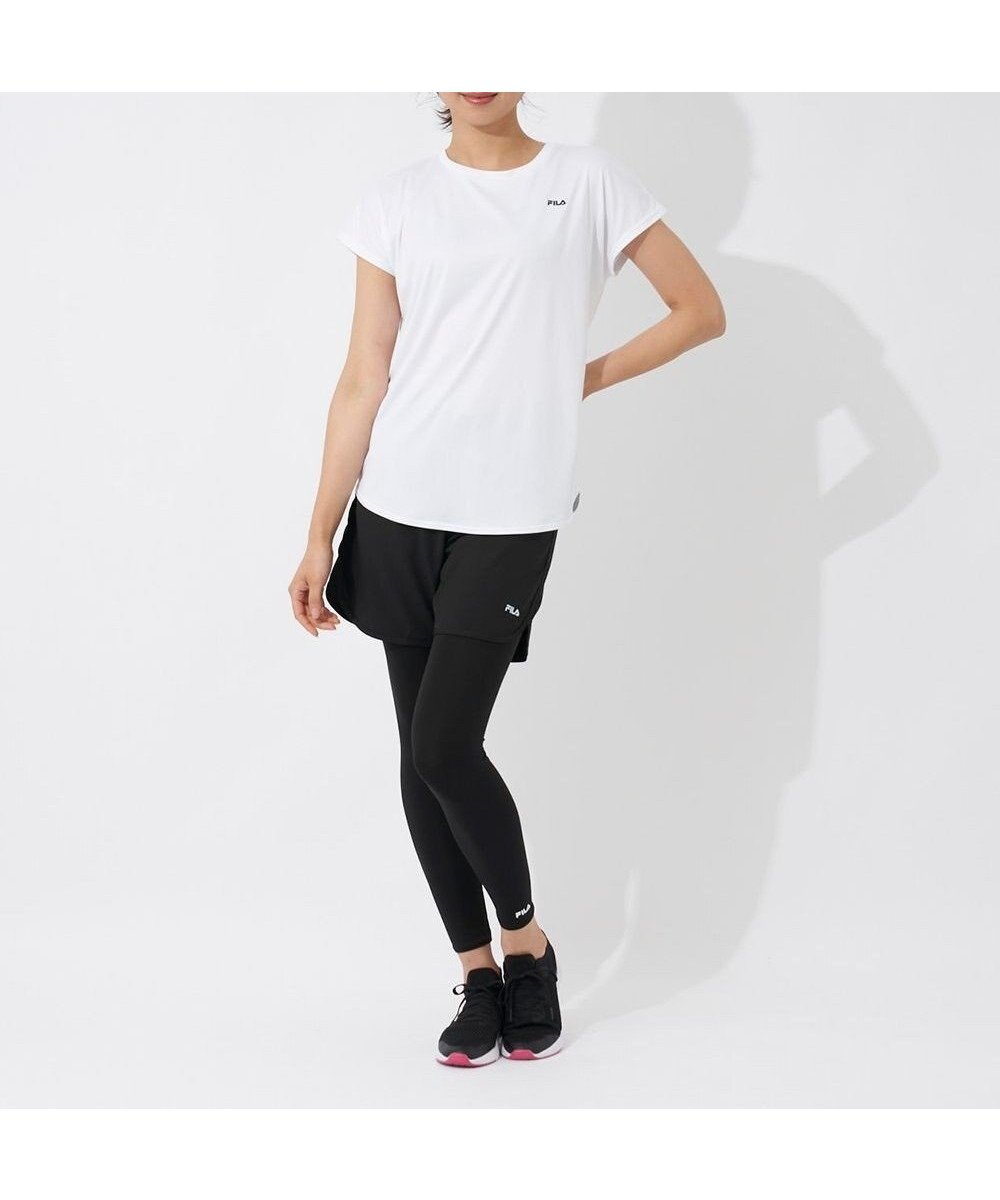 【その他のブランド/Other】の【FILA】水陸両用フィットネスウェア 3点セット インテリア・キッズ・メンズ・レディースファッション・服の通販 founy(ファニー) 　ファッション　Fashion　レディースファッション　Fashion for Women　トップス・カットソー　Cut & Sew Tops　イタリア　Italy　吸水　Absorbent, Quick-Dry　ショート　Short, Short Length　シンプル　Simple, Minimal　スポーツ　Sports, Activewear　デニム　Denim, Jeans Material　半袖　Short Sleeve, Half Sleeve　ラウンド　Round, Round Neck　レギンス　Leggings, Stretch Pants　楽ちん　Easy Fit, Comfortable　おすすめ　Recommended / Our Picks　ホワイト×プリント|ID: prp329100004833743 ipo3291000000035710115