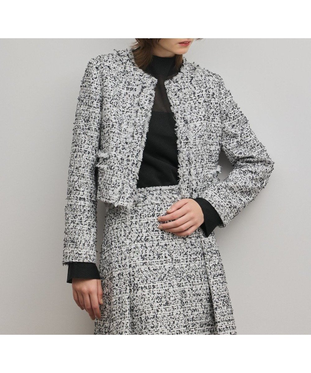 【グレース コンチネンタル/GRACE CONTINENTAL】のミックスツイードジャケット インテリア・キッズ・メンズ・レディースファッション・服の通販 founy(ファニー) 　ファッション　Fashion　レディースファッション　Fashion for Women　アウター　Coat / Outerwear Collection　レディースジャケット・軽アウター　Jackets　ノーカラージャケット / シンプル上品コーデ　Collarless Jackets　ジャケット　Jacket, Outerwear　ツイード　Twill, Twill Weave　フリンジ　Fringe, Tassel　夏　Summer　春　Spring　S/S・春夏　SS, Spring/Summer, Warm Season　ブラック|ID: prp329100004833760 ipo3291000000035202053