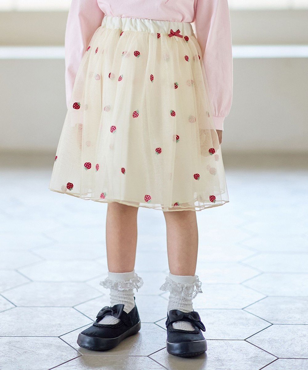 【エニィ/ANY / KIDS】の【Strawberry Collection】総刺繍 いちごチュールスカート インテリア・キッズ・メンズ・レディースファッション・服の通販 founy(ファニー) 　ファッション　Fashion　キッズファッション　Fashion for Kids　カーディガン　Cardigan, Knitwear　ガーリー　Girly, Feminine Style　チュール　Tulip, Tulip Motif　長袖　Long Sleeve, Full Sleeve　プリント　Print, Printed Pattern　ポケット　Pocket, Pocket Detail　ポシェット　Pochette, Mini Bag　ポーチ　Pouch, Small Case　リュック　Backpack, Rucksack　レギンス　Leggings, Stretch Pants　A/W・秋冬　Autumn/Winter　エクリュ|ID: prp329100004834454 ipo3291000000035212453