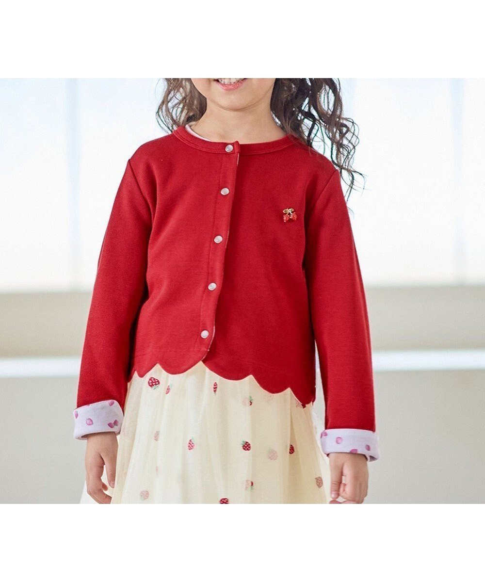 【エニィ/ANY / KIDS】の【Strawberry Collection】スナップボタン カーディガン 人気、トレンドファッション・服の通販 founy(ファニー) 　ファッション　Fashion　キッズファッション　Fashion for Kids　トップス・カットソー　Cut & Sew Tops　カーディガン　Cardigan, Knitwear　スカラップ　Scallop, Scalloped Edge　チャーム　Charm, Pendant　長袖　Long Sleeve, Full Sleeve　プリント　Print, Printed Pattern　ポケット　Pocket, Pocket Detail　ポシェット　Pochette, Mini Bag　ポーチ　Pouch, Small Case　リュック　Backpack, Rucksack　レギンス　Leggings, Stretch Pants　A/W・秋冬　Autumn/Winter　おすすめ　Recommended / Our Picks　 other-1|ID: prp329100004834455 ipo3291000000035702931