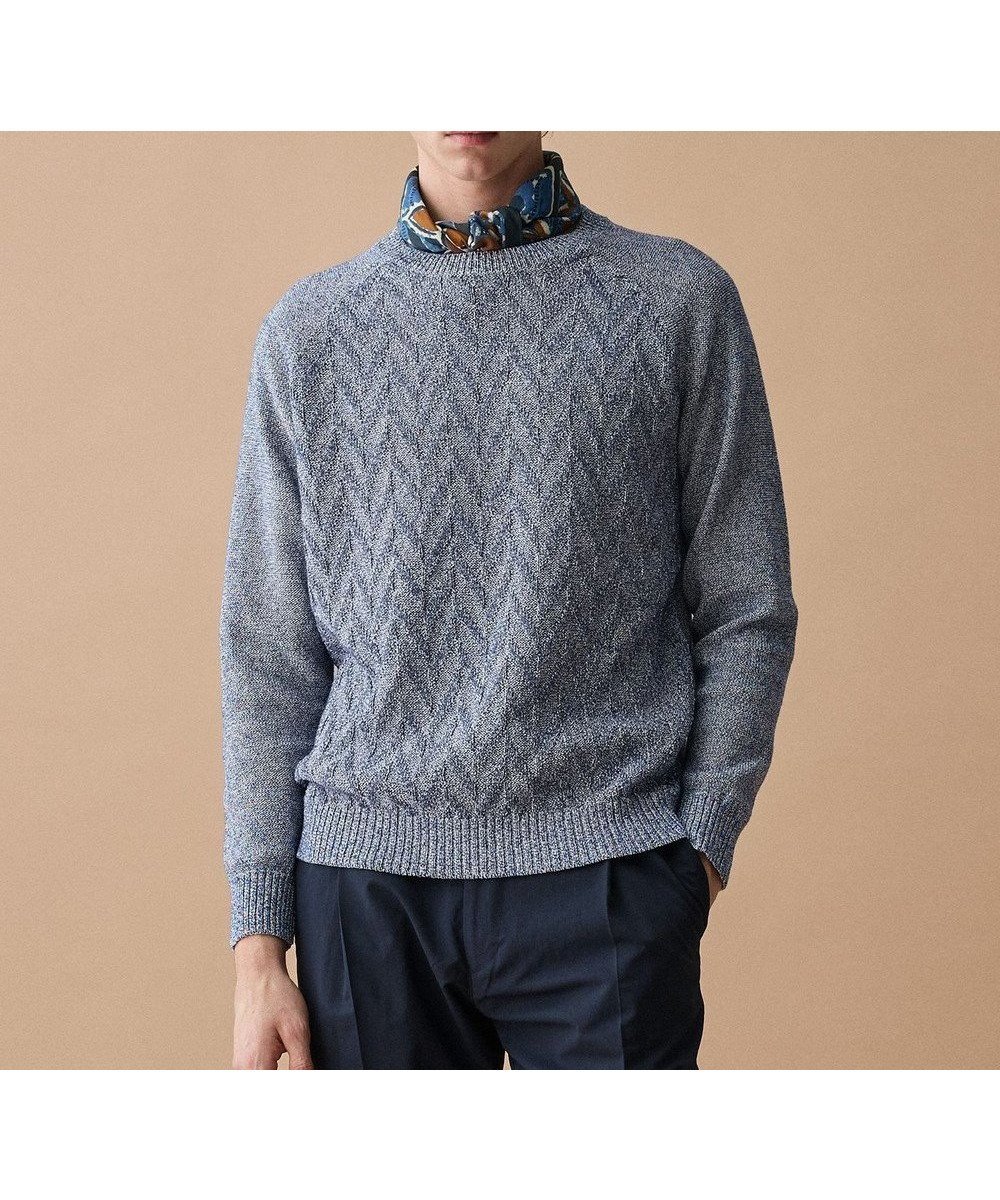 【ジョセフ アブード/JOSEPH ABBOUD / MEN】の【エコ素材和紙使用・日本素材】和紙杢メッシュクルーネック ニット インテリア・キッズ・メンズ・レディースファッション・服の通販 founy(ファニー) 　ファッション　Fashion　メンズファッション　Fashion for Men　トップス・カットソー　Cut & Sew Tops　ニット・セーター / 定番トップス　Knit Tops & Sweaters　春　Spring　シンプル　Simple, Minimal　セーター　Sweater, Knitwear　メッシュ　Mesh, Net Fabric　S/S・春夏　SS, Spring/Summer, Warm Season　おすすめ　Recommended / Our Picks　夏　Summer　エレガント 上品　Elegant　ダルブルー系|ID: prp329100004834603 ipo3291000000035212863