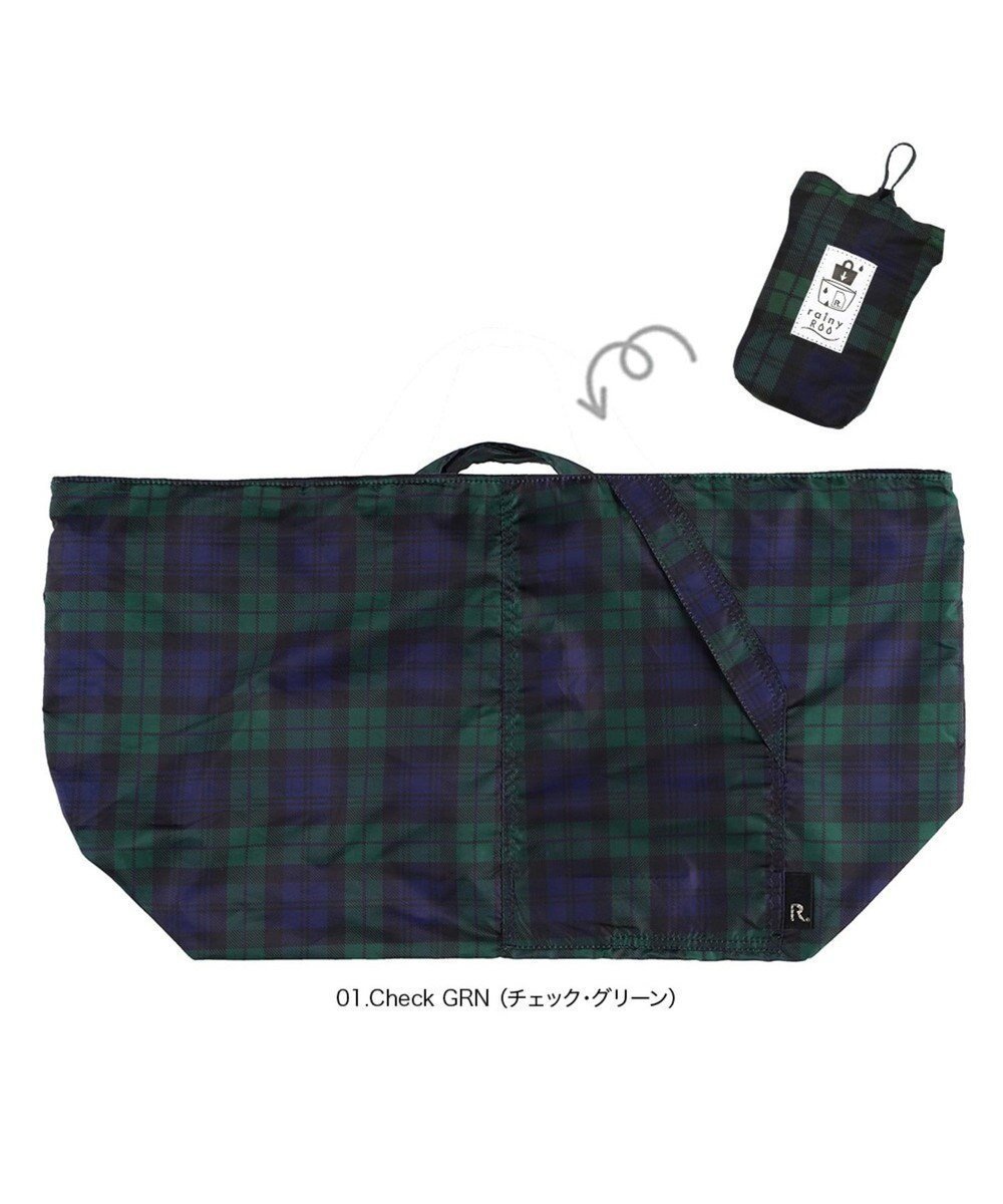 【ルートート/ROOTOTE】の1882【レインバッグ&エコバッグ:はっ水加工】/ LT.レイニールー-F インテリア・キッズ・メンズ・レディースファッション・服の通販 founy(ファニー) 　ファッション　Fashion　レディースファッション　Fashion for Women　コンパクト　Compact, Small Size　傘　Umbrella, Parasol　ドット　Polka Dot, Dot Pattern　ハンカチ　Handkerchief, Hanky　パターン　Pattern, Design Print　プリント　Print, Printed Pattern　ポケット　Pocket, Pocket Detail　水玉　Polka Dot, Dot Pattern　ランダム　Random, Irregular　01:チェック・グリーン|ID: prp329100004835405 ipo3291000000035221694