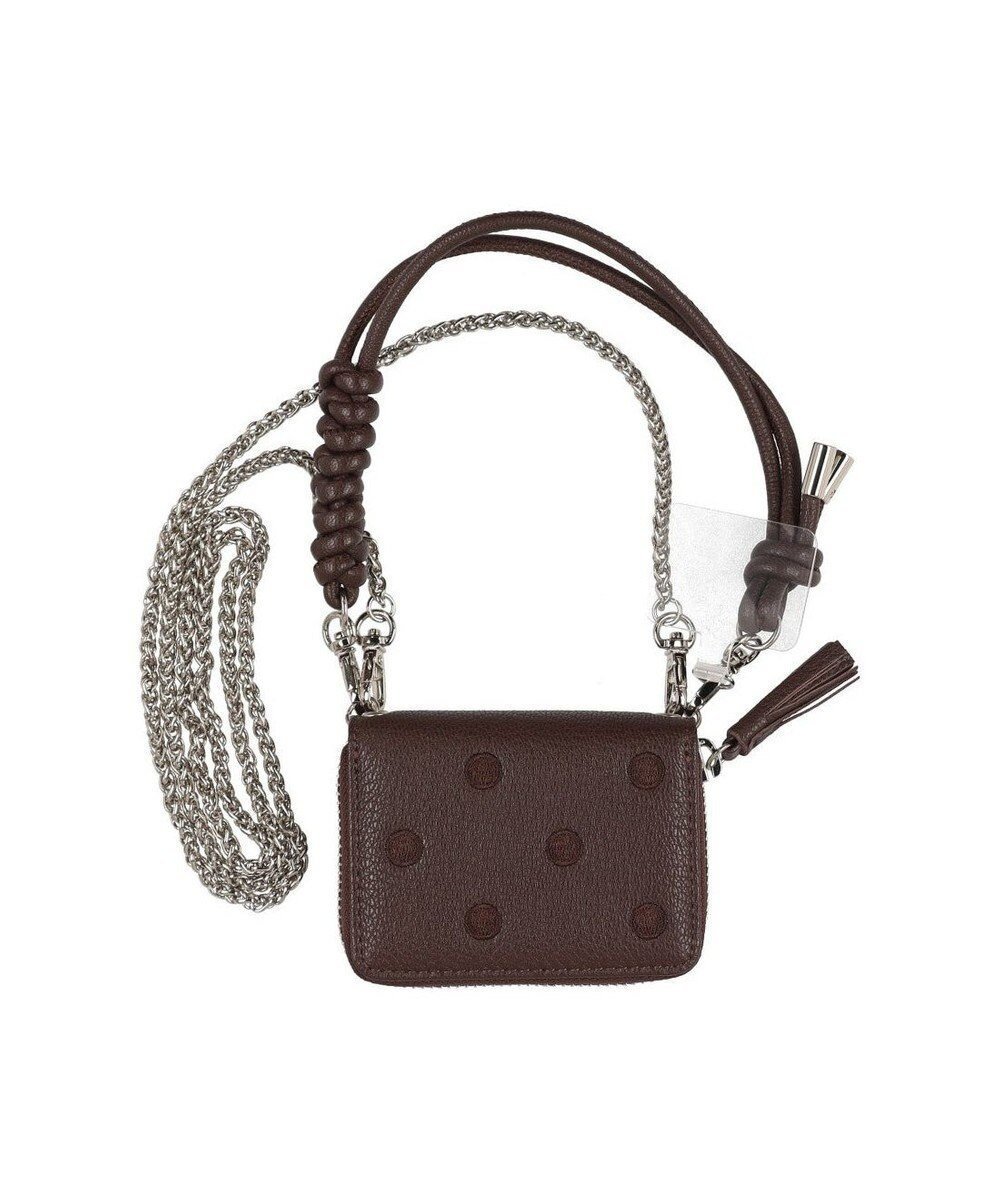 【アンビリオン/UNBILLION】のペルケ perche / ドット刺繍ジャバラチャームウォレットショルダー インテリア・キッズ・メンズ・レディースファッション・服の通販 founy(ファニー) 　ファッション　Fashion　レディースファッション　Fashion for Women　ミニ財布・二つ折り財布　Wallets & Card Cases　コンパクト　Compact, Small Size　ショルダー　Shoulder, Shoulder Strap　チェーン　Chain, Chain Strap　ドット　Polka Dot, Dot Pattern　ポケット　Pocket, Pocket Detail　財布　Wallet, Purse　ブラウン|ID: prp329100004835413 ipo3291000000035703277