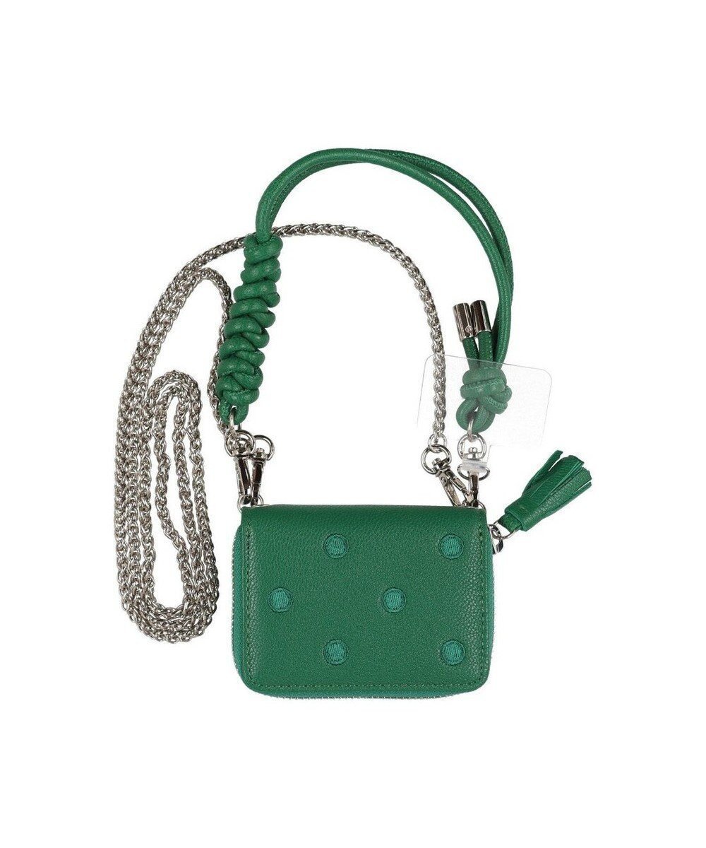 【アンビリオン/UNBILLION】のペルケ perche / ドット刺繍ジャバラチャームウォレットショルダー インテリア・キッズ・メンズ・レディースファッション・服の通販 founy(ファニー) 　ファッション　Fashion　レディースファッション　Fashion for Women　ミニ財布・二つ折り財布　Wallets & Card Cases　コンパクト　Compact, Small Size　ショルダー　Shoulder, Shoulder Strap　チェーン　Chain, Chain Strap　ドット　Polka Dot, Dot Pattern　ポケット　Pocket, Pocket Detail　財布　Wallet, Purse　グリーン|ID: prp329100004835413 ipo3291000000035703282