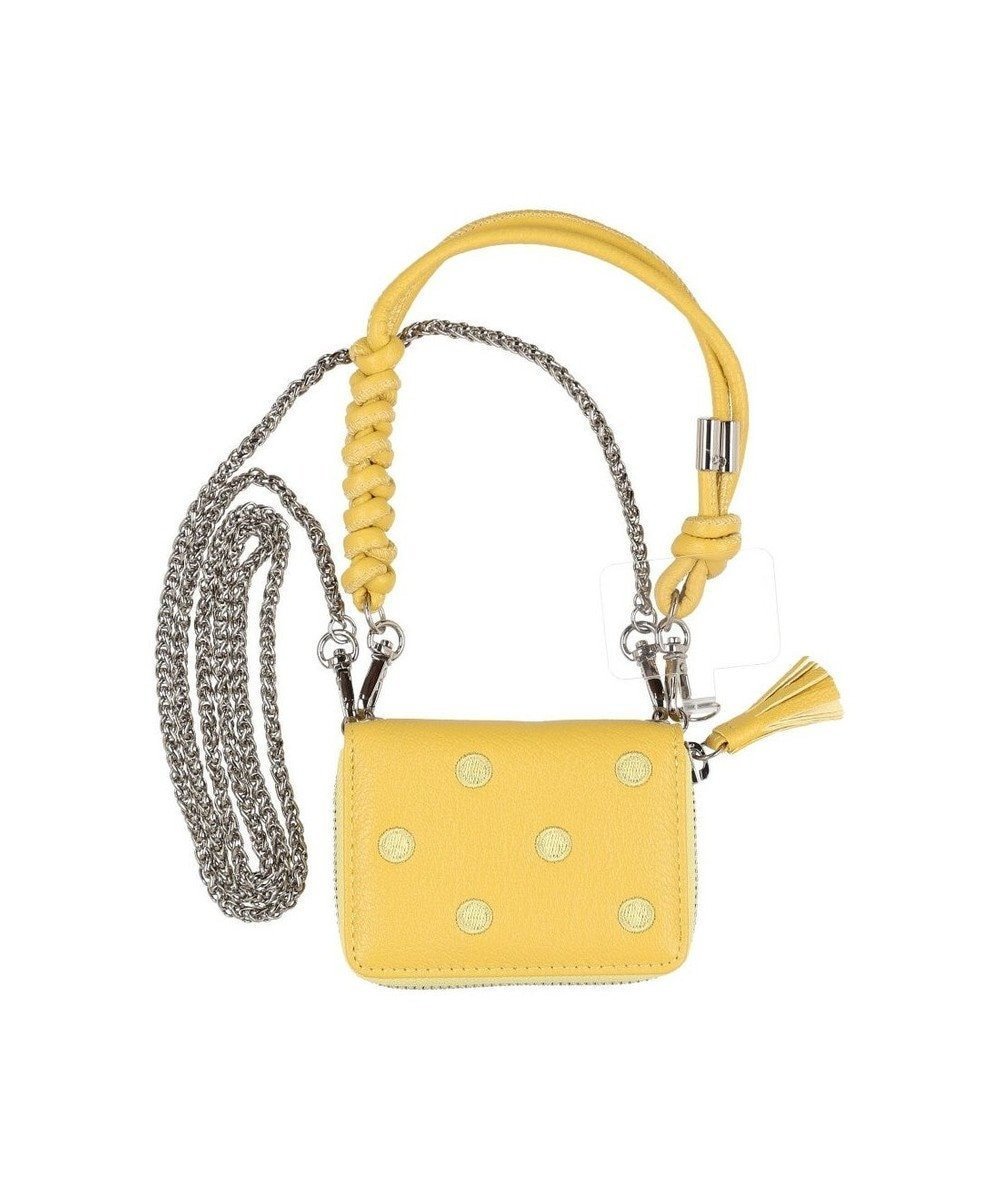 【アンビリオン/UNBILLION】のペルケ perche / ドット刺繍ジャバラチャームウォレットショルダー インテリア・キッズ・メンズ・レディースファッション・服の通販 founy(ファニー) 　ファッション　Fashion　レディースファッション　Fashion for Women　ミニ財布・二つ折り財布　Wallets & Card Cases　コンパクト　Compact, Small Size　ショルダー　Shoulder, Shoulder Strap　チェーン　Chain, Chain Strap　ドット　Polka Dot, Dot Pattern　ポケット　Pocket, Pocket Detail　財布　Wallet, Purse　イエロー|ID: prp329100004835413 ipo3291000000035703284