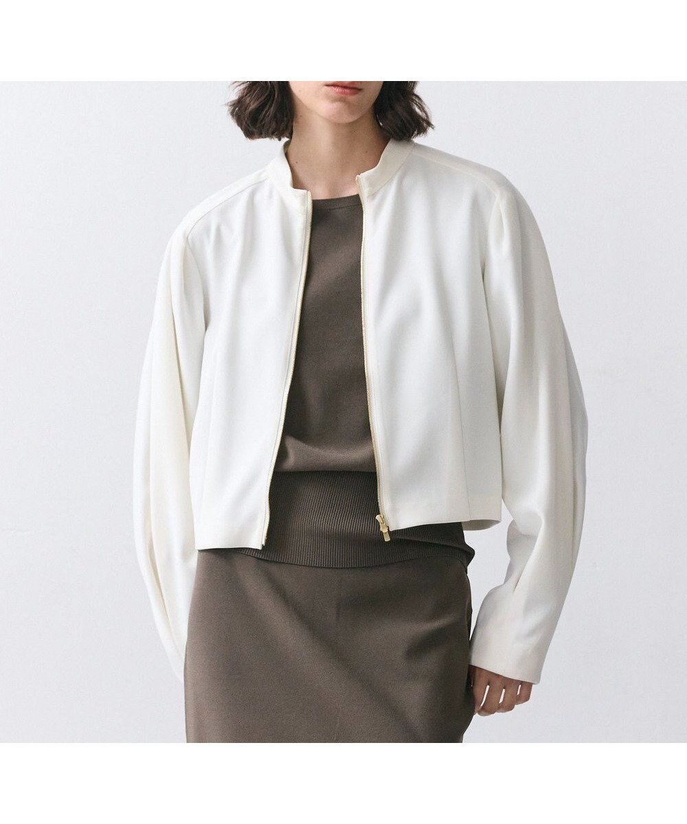 【ベイジ,/BEIGE,】のRUE / ドライタッチコンパクトブルゾン インテリア・キッズ・メンズ・レディースファッション・服の通販 founy(ファニー) 　ファッション　Fashion　レディースファッション　Fashion for Women　アウター　Coat / Outerwear Collection　レディースジャケット・軽アウター　Jackets　ブルゾンジャケット・スポーティアウター　Blouson Jackets　カットソー　Cut and Sewn Top　コンパクト　Compact, Small Size　シルク　Silk, 100% Silk　シンプル　Simple, Minimal　ジップ　Zip, Zipper　ジャケット　Jacket, Outerwear　セットアップ　Set-Up, Coordinated Outfit　とろみ　Fluid, Flowy Fabric　タイトスカート　Pencil Skirt, Tight Skirt　定番　Standard, Basic Item　人気　Popular, Best Seller　フォルム　Silhouette, Form　ブルゾン　Blouson, Bomber Jacket　A/W・秋冬　Autumn/Winter　S/S・春夏　SS, Spring/Summer, Warm Season　夏　Summer　エレガント 上品　Elegant　ビジネス 仕事 通勤　Business / Work / Commuting　Ecru|ID: prp329100004835416 ipo3291000000035703322