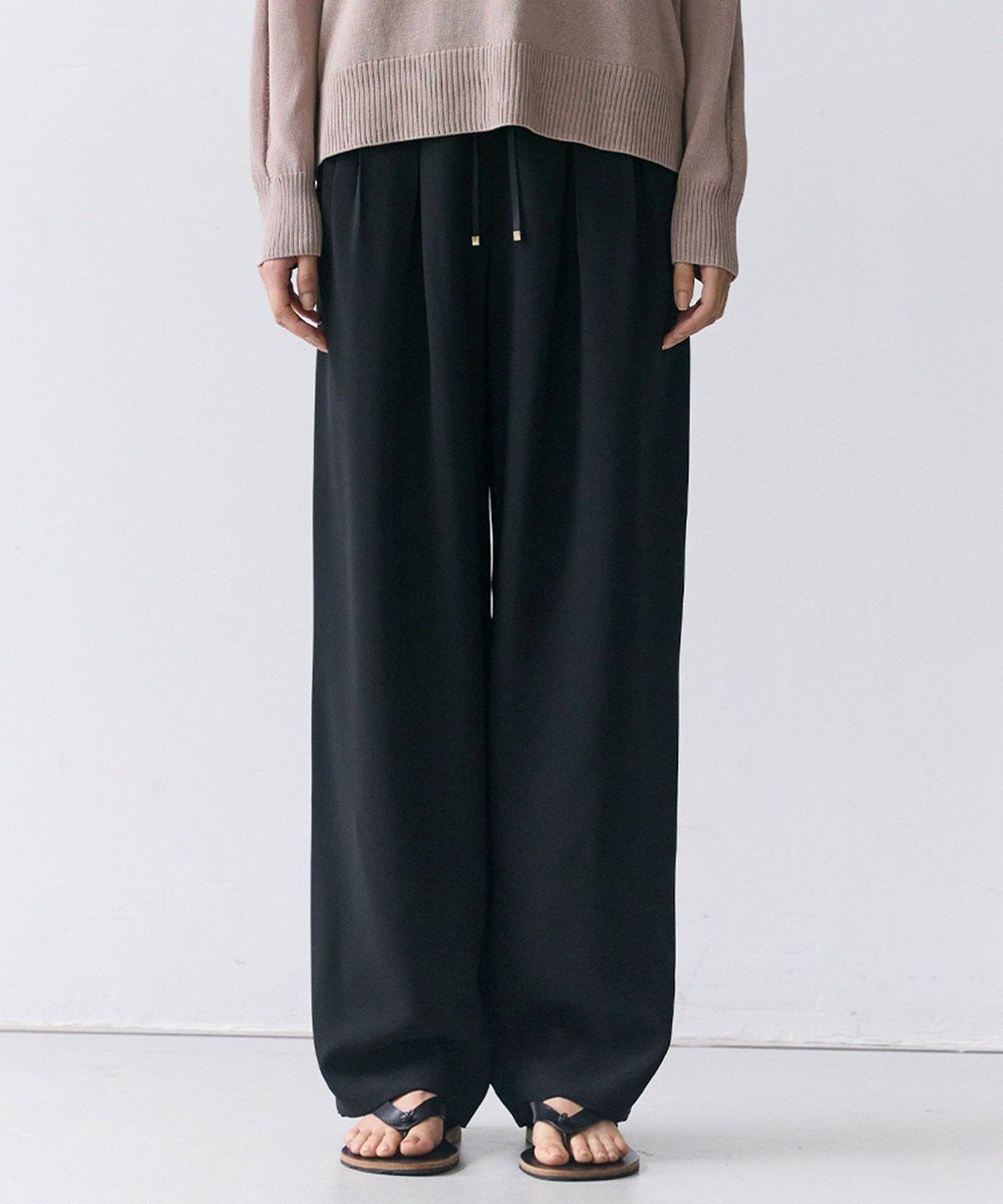 【ベイジ,/BEIGE,】のRUE / ドライタッチイージーセミワイドパンツ インテリア・キッズ・メンズ・レディースファッション・服の通販 founy(ファニー) 　ファッション　Fashion　レディースファッション　Fashion for Women　パンツ　Pants & Trousers　カットソー　Cut and Sewn Top　ギャザー　Gathered, Ruffled　シルク　Silk, 100% Silk　とろみ　Fluid, Flowy Fabric　定番　Standard, Basic Item　人気　Popular, Best Seller　フロント　Front, Front Design　ボックス　Boxy, Box Shape　A/W・秋冬　Autumn/Winter　S/S・春夏　SS, Spring/Summer, Warm Season　夏　Summer　エレガント 上品　Elegant　ビジネス 仕事 通勤　Business / Work / Commuting　Black|ID: prp329100004835419 ipo3291000000035221751