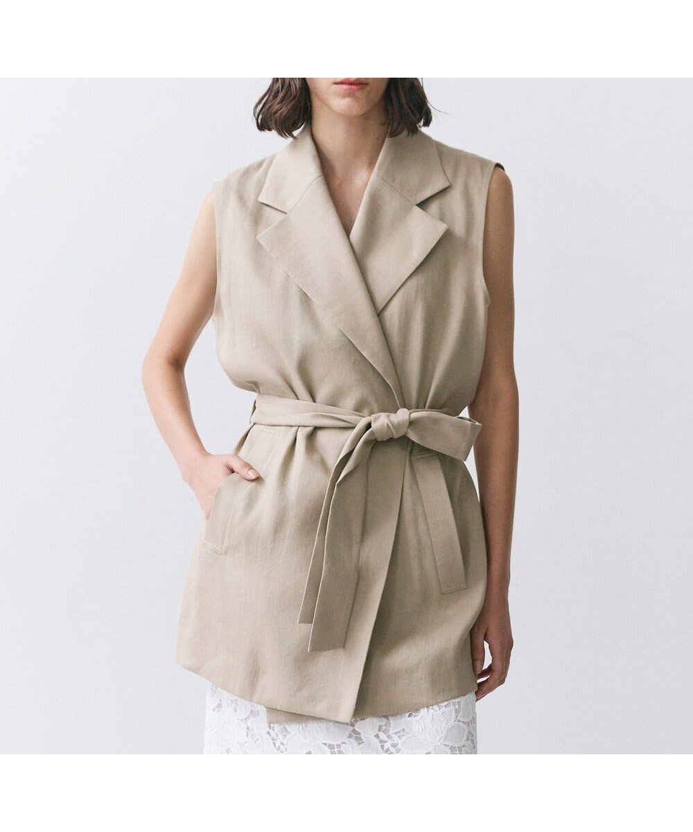【ベイジ,/BEIGE,】のMICA / リネンブレンドベルト付きジレ 人気、トレンドファッション・服の通販 founy(ファニー) 　ファッション　Fashion　レディースファッション　Fashion for Women　アウター　Coat / Outerwear Collection　トップス・カットソー　Cut & Sew Tops　ベスト&ジレ / 重ね着スタイル　Vests & Gilets　ベルト&ウエストマーク　Belts & Waist Accessories　イタリア　Italy　オケージョン　Occasion Wear　春　Spring　カットソー　Cut and Sewn Top　シンプル　Simple, Minimal　ストレッチ　Stretch, Stretchy Fabric　セットアップ　Set-Up, Coordinated Outfit　ドレープ　Drape, Draping Fabric　ベスト　Vest, Waistcoat　リネン　Linen, Linen Fabric　S/S・春夏　SS, Spring/Summer, Warm Season　夏　Summer　セレモニー　Ceremony　 other-1|ID: prp329100004835421 ipo3291000000035221756