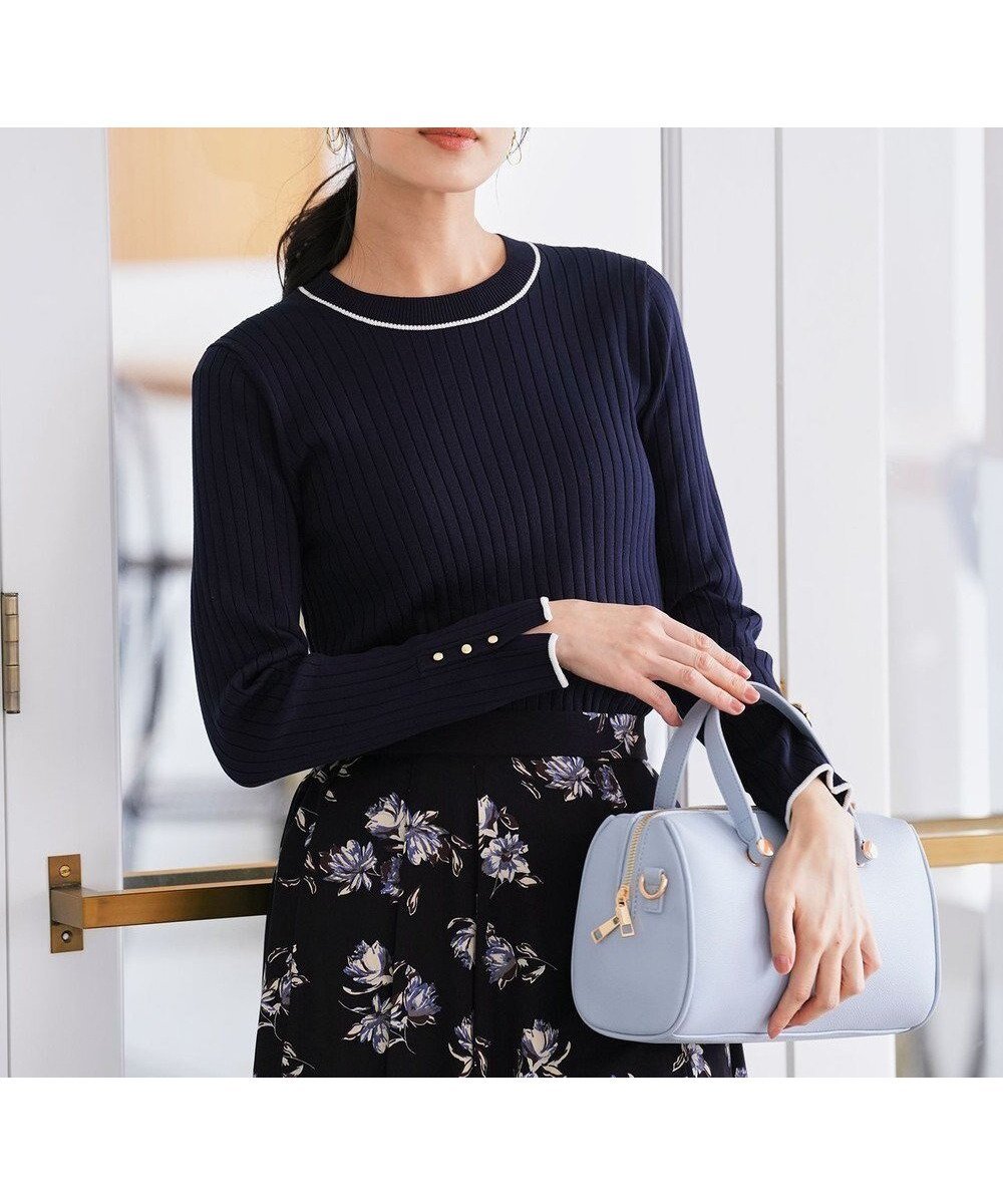 【エニィ スィス/any SiS】のラインポイント ニット インテリア・キッズ・メンズ・レディースファッション・服の通販 founy(ファニー) 　ファッション　Fashion　レディースファッション　Fashion for Women　トップス・カットソー　Cut & Sew Tops　ニット　Knit Tops & Sweaters　おすすめ　Recommended / Our Picks　アンサンブル　Ensemble Set　インナー　Innerwear　カーディガン　Cardigan, Knitwear　ジャケット　Jacket, Outerwear　ストレッチ　Stretch, Stretchy Fabric　セーター　Sweater, Knitwear　フィット　Fit, Slim Fit　エレガント 上品　Elegant　夏　Summer　新作・新入荷　New Arrivals / New In　春　Spring　S/S・春夏　SS, Spring/Summer, Warm Season　ネイビー|ID: prp329100004835427 ipo3291000000035519038