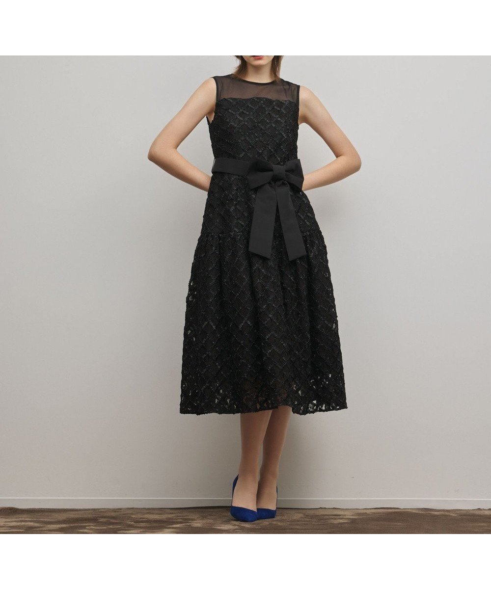 【グレース コンチネンタル/GRACE CONTINENTAL】のコード刺繍ワンピース インテリア・キッズ・メンズ・レディースファッション・服の通販 founy(ファニー) 　ファッション　Fashion　レディースファッション　Fashion for Women　ワンピース　Dresses　クラシカル　Classical, Vintage-Inspired　サテン　Satin, Glossy Fabric　シアー　Sheer, See-Through　デコルテ　Décolleté, Neckline　ドレス　Dress, One-Piece　フェミニン　Feminine, Girly　リボン　Ribbon, Bow　レース　Lace, Lace Fabric　A/W・秋冬　Autumn/Winter　S/S・春夏　SS, Spring/Summer, Warm Season　夏　Summer　ブラック|ID: prp329100004835440 ipo3291000000035221817