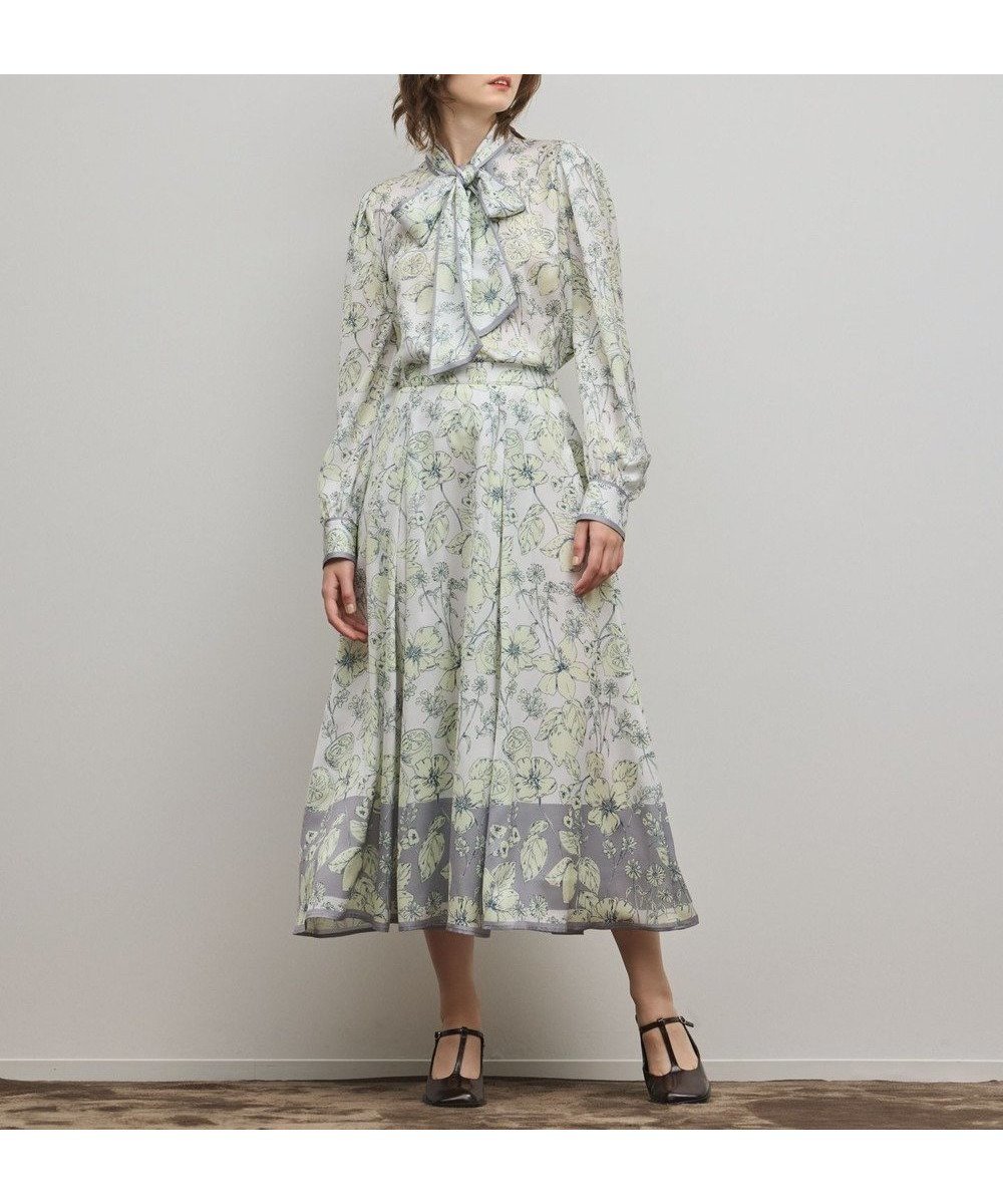 【グレース コンチネンタル/GRACE CONTINENTAL】のフルーツフラワープリントスカート インテリア・キッズ・メンズ・レディースファッション・服の通販 founy(ファニー) 　ファッション　Fashion　レディースファッション　Fashion for Women　スカート　Skirts　おすすめ　Recommended / Our Picks　サテン　Satin, Glossy Fabric　セットアップ　Set-Up, Coordinated Outfit　フラワー　Flower, Floral　プリント　Print, Printed Pattern　夏　Summer　春　Spring　S/S・春夏　SS, Spring/Summer, Warm Season　イエロー|ID: prp329100004835446 ipo3291000000035221839