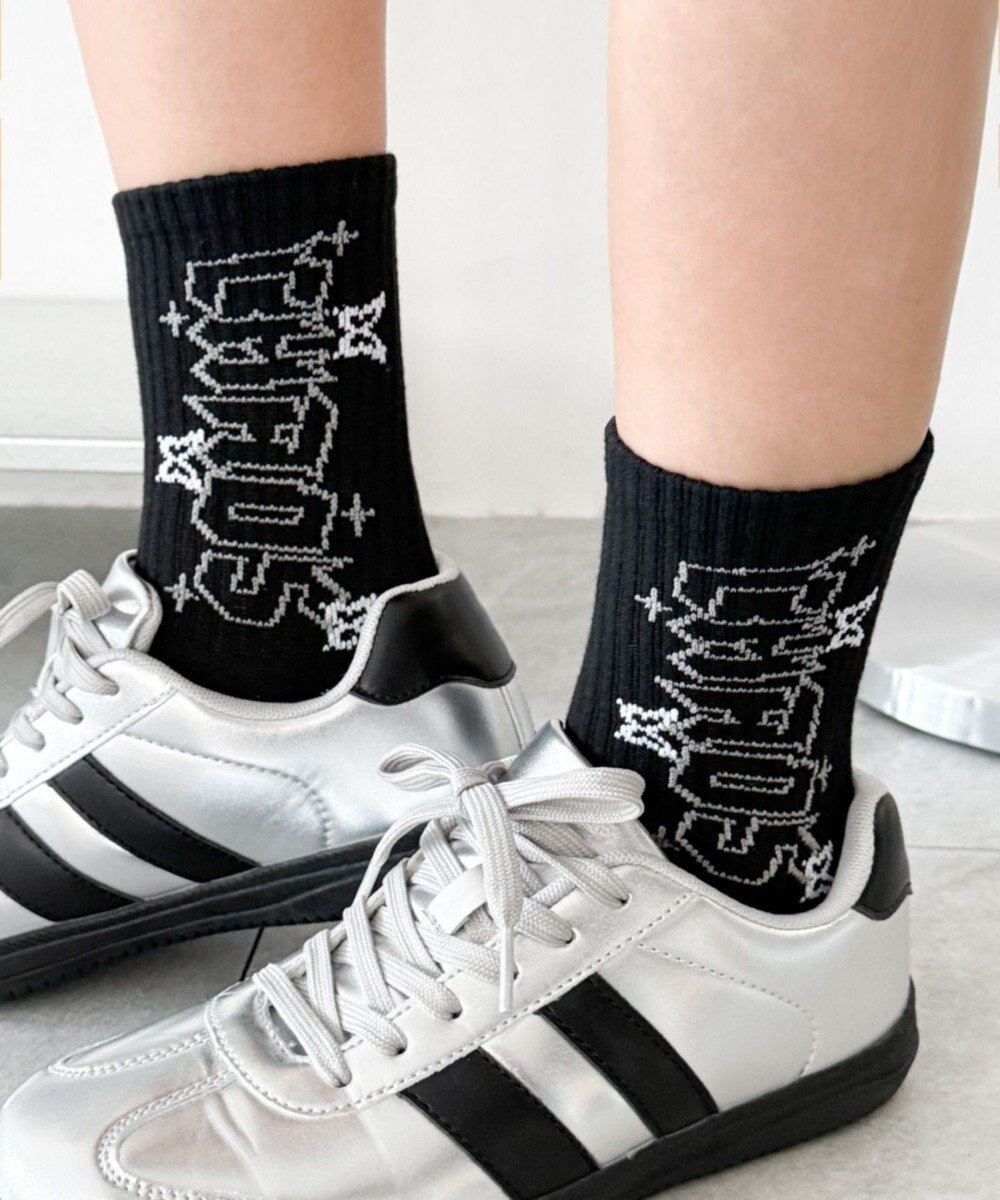 【ウィゴー/WEGO】のCHAOSリブソックス インテリア・キッズ・メンズ・レディースファッション・服の通販 founy(ファニー) 　ファッション　Fashion　レディースファッション　Fashion for Women　ソックス&靴下　Socks & Hosiery　レッグウェア・ストッキング　Legwear & Hosiery　サンダル　Sandals, Summer Shoes　スニーカー　Sneakers, Trainers　スマホ　Smartphone, Mobile Device　ソックス　Socks, Hosiery　フィット　Fit, Slim Fit　ブラック|ID: prp329100004835454 ipo3291000000035703413