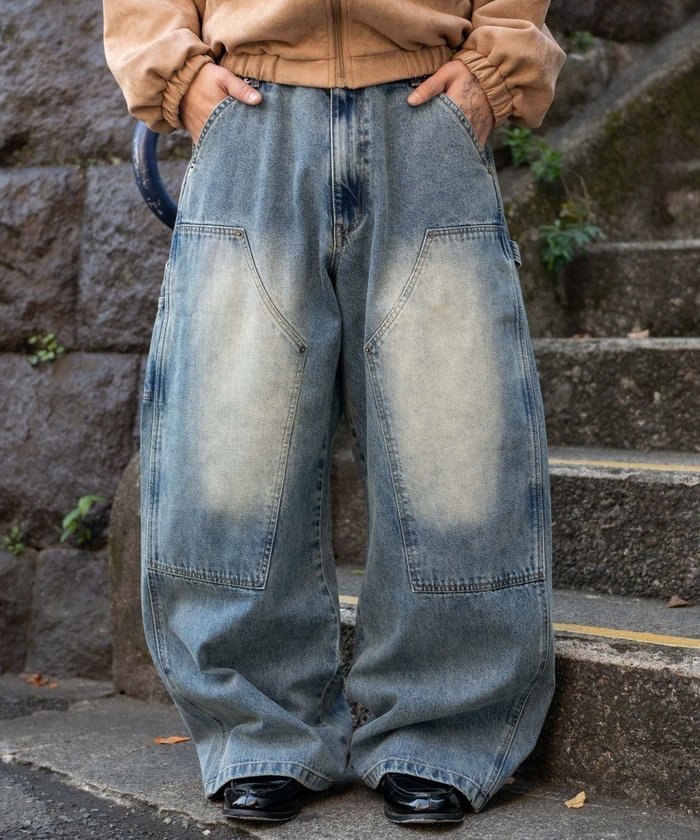 【ウィゴー/WEGO / MEN】のワーカーズダブルニーデニムパンツ インテリア・キッズ・メンズ・レディースファッション・服の通販 founy(ファニー) https://founy.com/ ファッション Fashion メンズファッション Fashion for Men ボトムス Bottoms デニムパンツ・ジーンズ Denim Pants ヴィンテージ Vintage Style 春 Spring 秋 Autumn キャップ Cap, Baseball Cap ジャケット Jacket, Outerwear スウェット / スエット Sweatshirt, Sweatwear スニーカー Sneakers, Trainers スマホ Smartphone, Mobile Device セットアップ Set-Up, Coordinated Outfit デニム Denim, Jeans Material バランス Balance, Style Balance 無地 Plain, Solid Color ワイド Wide, Wide Fit ワーク Workwear, Utility Style S/S・春夏 SS, Spring/Summer, Warm Season 夏 Summer |ID: prp329100004835467 ipo3291000000035221900