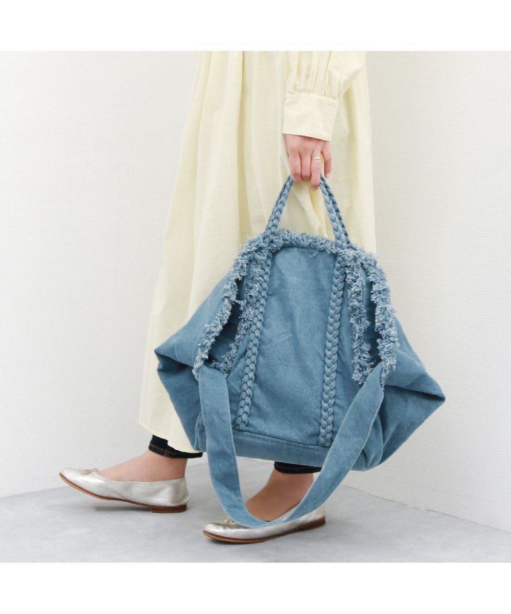 【アンビリオン/UNBILLION】のカシュカシュ cachecache / 2wayビッグデニムトート インテリア・キッズ・メンズ・レディースファッション・服の通販 founy(ファニー) 　ファッション　Fashion　レディースファッション　Fashion for Women　バッグ　Bags　ヴィンテージ　Vintage Style　カラフル　Colorful Design　デニム　Denim, Jeans Material　ハンド　Hand, Handmade　ビッグ　Big, Oversized　フリンジ　Fringe, Tassel　ミックス　Mix, Mixed Style　モチーフ　Motif, Design Theme　再入荷　Restock / Back in Stock　ブルー|ID: prp329100004835485 ipo3291000000035221980