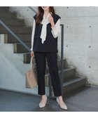 【ティアクラッセ/Tiaclasse】の【ブラウス ベスト パンツ3点セット】リボンタイブラウス+ベスト付き 3点セットアップ ネイビー|ID: prp329100004835489 ipo3291000000035221997