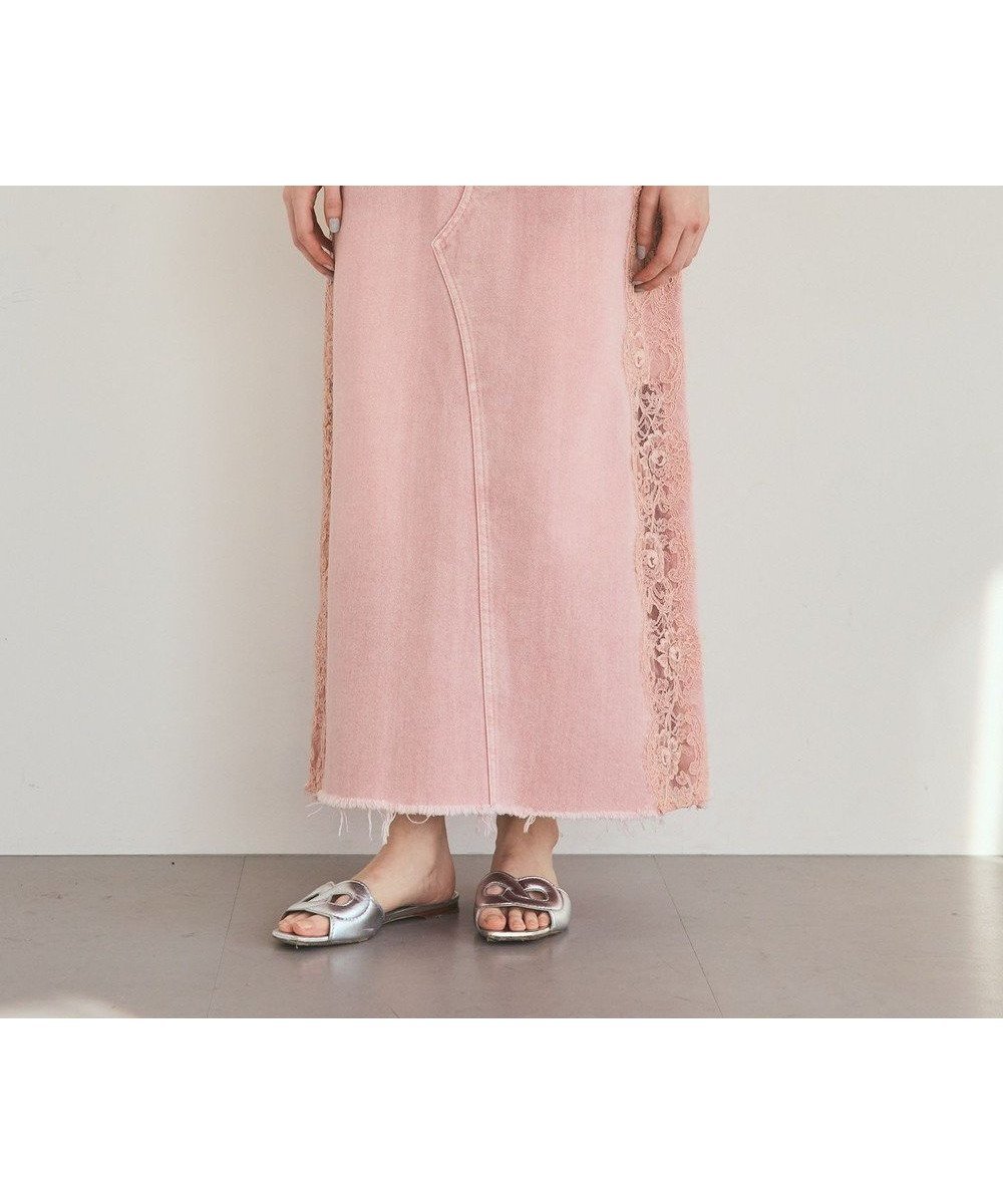 【グレース コンチネンタル/GRACE CONTINENTAL】のサイドレースデニムスカート インテリア・キッズ・メンズ・レディースファッション・服の通販 founy(ファニー) 　ファッション　Fashion　レディースファッション　Fashion for Women　スカート　Skirts　デニムスカート・カジュアルスカート　Denim Skirts　シアー　Sheer, See-Through　スカラップ　Scallop, Scalloped Edge　デニム　Denim, Jeans Material　フェミニン　Feminine, Girly　フロント　Front, Front Design　レース　Lace, Lace Fabric　夏　Summer　定番　Standard, Basic Item　春　Spring　S/S・春夏　SS, Spring/Summer, Warm Season　ピンク|ID: prp329100004835497 ipo3291000000035222023