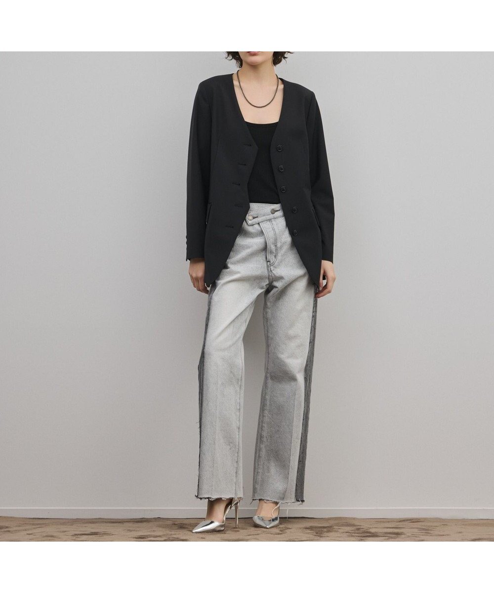 【グレース コンチネンタル/GRACE CONTINENTAL】のリメイクフレアデニムパンツ インテリア・キッズ・メンズ・レディースファッション・服の通販 founy(ファニー) 　ファッション　Fashion　レディースファッション　Fashion for Women　パンツ　Pants & Trousers　デニムパンツ・ジーンズ・美脚デニム　Denim Jeans & Pants　ヴィンテージ　Vintage Style　春　Spring　ケミカル　Chemical, Chemical Wash　デニム　Denim, Jeans Material　フロント　Front, Front Design　ラップ　Wrap, Wrap Design　ラバー　Rubber, Rubber Sole　リメイク　Remake, Reconstructed　A/W・秋冬　Autumn/Winter　S/S・春夏　SS, Spring/Summer, Warm Season　おすすめ　Recommended / Our Picks　夏　Summer　ブラック|ID: prp329100004835498 ipo3291000000035703480