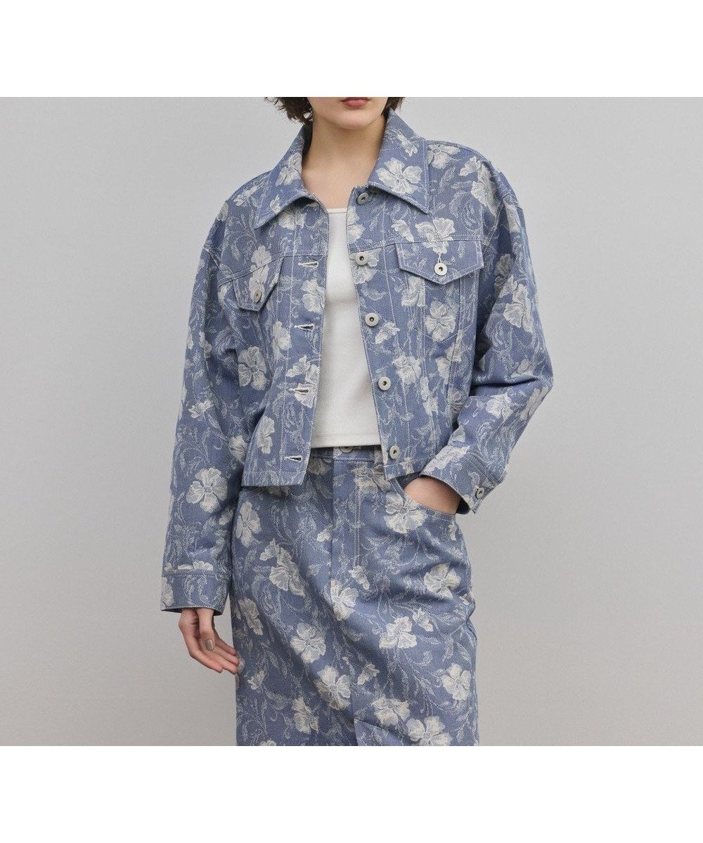 【グレース コンチネンタル/GRACE CONTINENTAL】のボタニカルジャガードジャケット インテリア・キッズ・メンズ・レディースファッション・服の通販 founy(ファニー) 　ファッション　Fashion　レディースファッション　Fashion for Women　アウター　Coat / Outerwear Collection　レディースジャケット・軽アウター　Jackets　春　Spring　コンパクト　Compact, Small Size　ショート　Short, Short Length　ジャケット　Jacket, Outerwear　セットアップ　Set-Up, Coordinated Outfit　デニム　Denim, Jeans Material　フラワー　Flower, Floral　リネン　Linen, Linen Fabric　ワイド　Wide, Wide Fit　S/S・春夏　SS, Spring/Summer, Warm Season　日本製　Made In Japan　夏　Summer　エレガント 上品　Elegant　ブルー|ID: prp329100004835505 ipo3291000000035222056