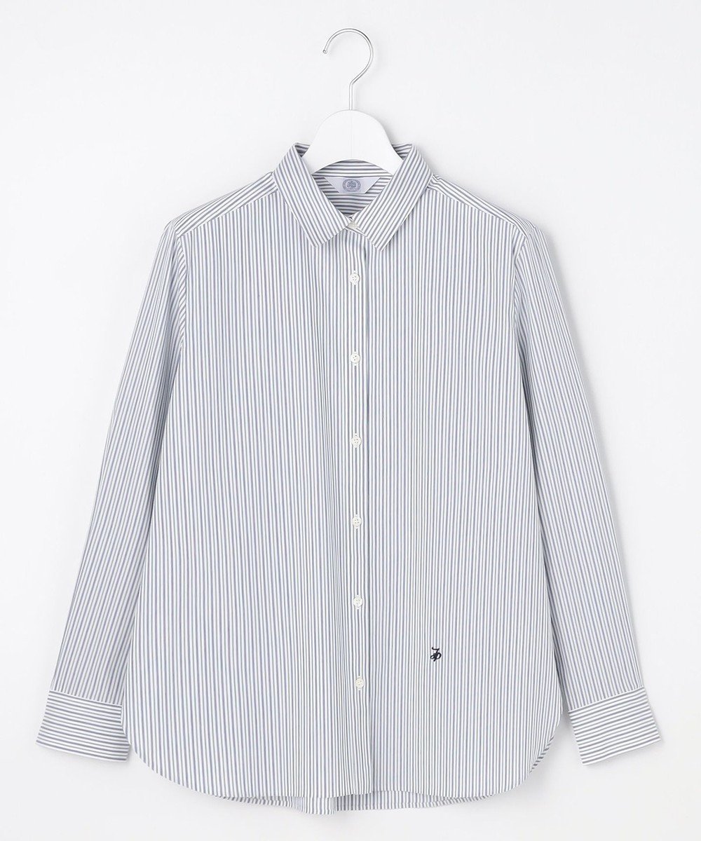 【ジェイ プレス/J.PRESS】のBEZコットンナイロン ストライプ シャツ ブラウス インテリア・キッズ・メンズ・レディースファッション・服の通販 founy(ファニー) 　ファッション　Fashion　レディースファッション　Fashion for Women　トップス・カットソー　Cut & Sew Tops　シャツ・ブラウス・オフィスカジュアル　Elegant Blouses & Button-Ups　コンパクト　Compact, Small Size　スタイリッシュ　Stylish, Fashionable　ストライプ　Stripe, Striped Pattern　トレーナー　Sweatshirt, Trainer　定番　Standard, Basic Item　バランス　Balance, Style Balance　フェミニン　Feminine, Girly　ペーパー　Paper, Kraft Paper　A/W・秋冬　Autumn/Winter　S/S・春夏　SS, Spring/Summer, Warm Season　夏　Summer　エレガント 上品　Elegant　ホワイト×ネイビー系|ID: prp329100004836459 ipo3291000000035229745