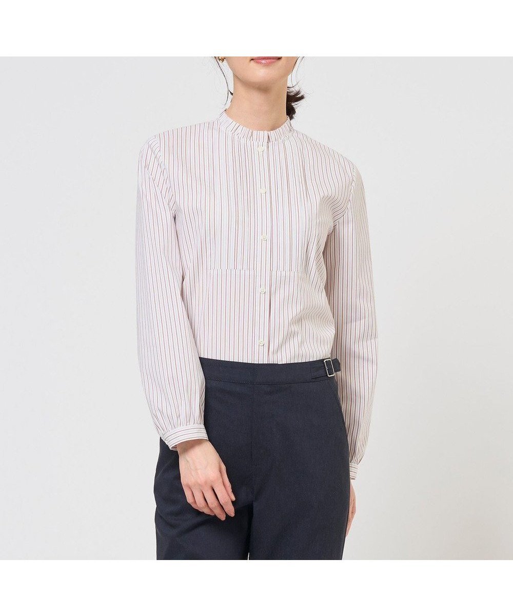 【ジェイ プレス/J.PRESS】のBEZコットンナイロン ストライプ フリル襟 ブラウス 人気、トレンドファッション・服の通販 founy(ファニー) 　ファッション　Fashion　レディースファッション　Fashion for Women　トップス・カットソー　Cut & Sew Tops　シャツ・ブラウス・オフィスカジュアル　Elegant Blouses & Button-Ups　インナー　Innerwear　春　Spring　コンパクト　Compact, Small Size　ジャケット　Jacket, Outerwear　ストライプ　Stripe, Striped Pattern　定番　Standard, Basic Item　バランス　Balance, Style Balance　フリル　Frill, Ruffle　ペーパー　Paper, Kraft Paper　A/W・秋冬　Autumn/Winter　S/S・春夏　SS, Spring/Summer, Warm Season　夏　Summer　エレガント 上品　Elegant　 other-1|ID: prp329100004836460 ipo3291000000035585812
