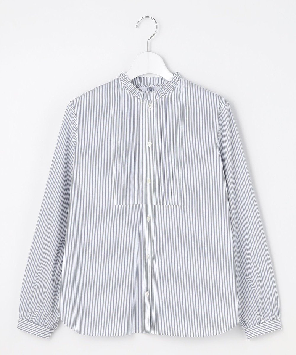 【ジェイ プレス/J.PRESS】のBEZコットンナイロン ストライプ フリル襟 ブラウス インテリア・キッズ・メンズ・レディースファッション・服の通販 founy(ファニー) 　ファッション　Fashion　レディースファッション　Fashion for Women　トップス・カットソー　Cut & Sew Tops　シャツ・ブラウス・オフィスカジュアル　Elegant Blouses & Button-Ups　インナー　Innerwear　春　Spring　コンパクト　Compact, Small Size　ジャケット　Jacket, Outerwear　ストライプ　Stripe, Striped Pattern　定番　Standard, Basic Item　バランス　Balance, Style Balance　フリル　Frill, Ruffle　ペーパー　Paper, Kraft Paper　A/W・秋冬　Autumn/Winter　S/S・春夏　SS, Spring/Summer, Warm Season　夏　Summer　エレガント 上品　Elegant　ホワイト×ネイビー系|ID: prp329100004836460 ipo3291000000035585822