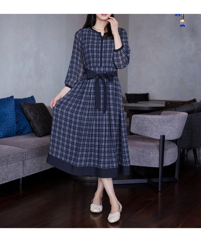 【ティアクラッセ/Tiaclasse】のシアーチェック配色ワンピース インテリア・キッズ・メンズ・レディースファッション・服の通販 founy(ファニー) https://founy.com/ ファッション Fashion レディースファッション Fashion for Women ワンピース Dresses ウォッシャブル Machine Washable 春 Spring 洗える Machine Washable 秋 Autumn シアー Sheer, See-Through シフォン Chiffon, Lightweight Fabric シンプル Simple, Minimal チェック Check, Plaid, Tartan 長袖 Long Sleeve, Full Sleeve パイピング Piping, Trim Design フレア Flare, Flared ポケット Pocket, Pocket Detail リボン Ribbon, Bow ロング Long, Long-Length 楽ちん Easy Fit, Comfortable S/S・春夏 SS, Spring/Summer, Warm Season おすすめ Recommended / Our Picks 夏 Summer エレガント 上品 Elegant セレモニー Ceremony 入学式 Entrance Ceremony ビジネス 仕事 通勤 Business / Work / Commuting |ID: prp329100004837797 ipo3291000000035763303
