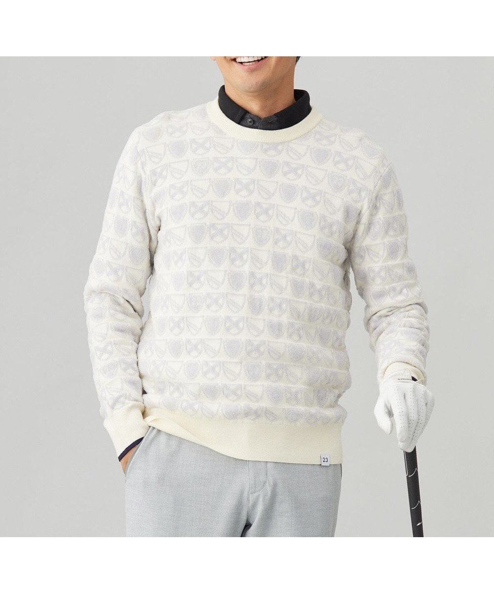 【23区 ゴルフ/23区GOLF / MEN】の【MEN】エンブレムジャカードセーター 人気、トレンドファッション・服の通販 founy(ファニー) 　ファッション　Fashion　メンズファッション　Fashion for Men　トップス・カットソー　Cut & Sew Tops　ニット・セーター / 定番トップス　Knit Tops & Sweaters　ウォーム　Warm Fabric　シンプル　Simple, Minimal　ジャカード／ジャガード　Jacquard, Woven Pattern　ストレッチ　Stretch, Stretchy Fabric　セーター　Sweater, Knitwear　ベーシック　Basic, Essential　冬　Winter / This Winter　秋　Autumn　A/W・秋冬　Autumn/Winter　 other-1|ID: prp329100004837821 ipo3291000000035249001